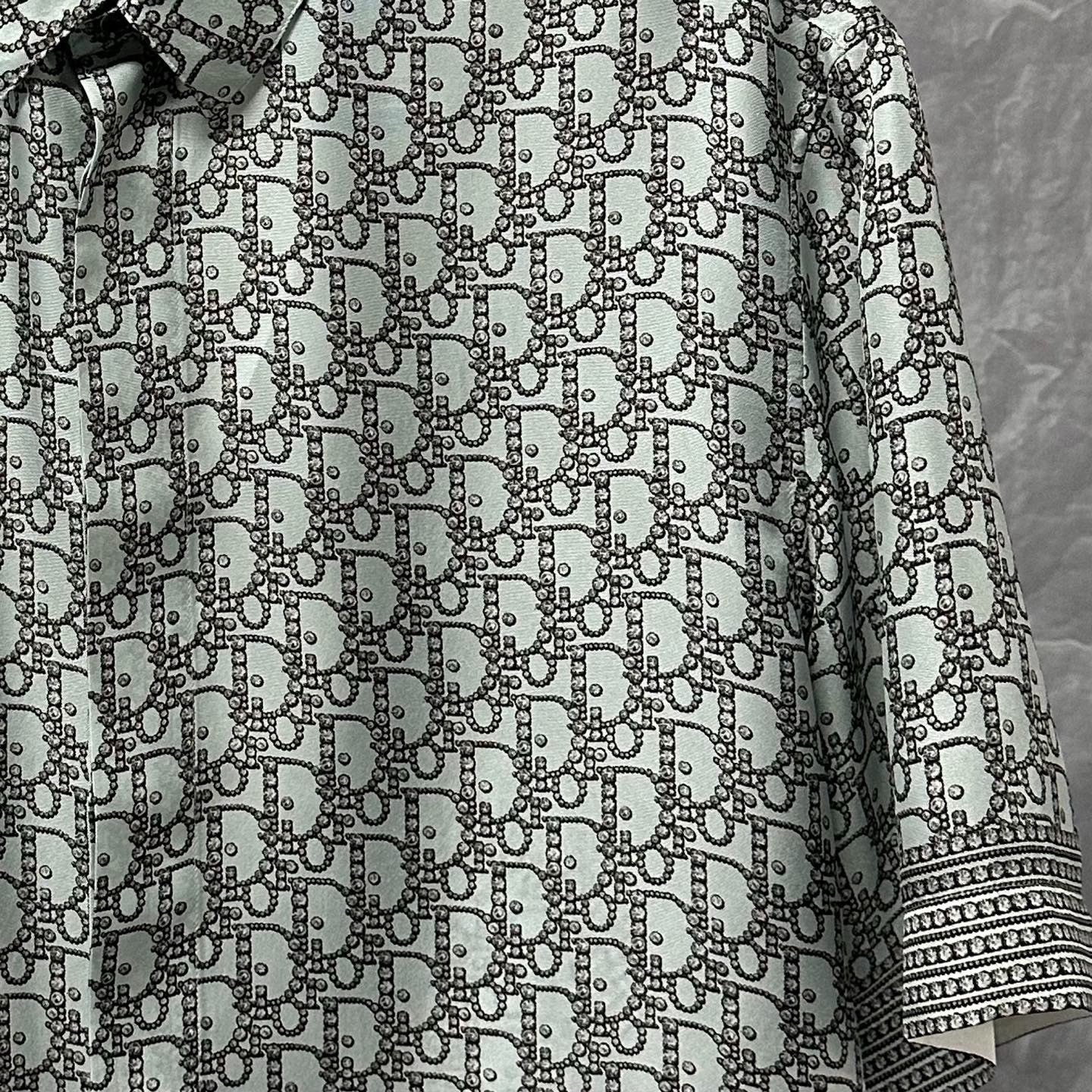 Dior Logo All-Over Print Silk Shirt — detail