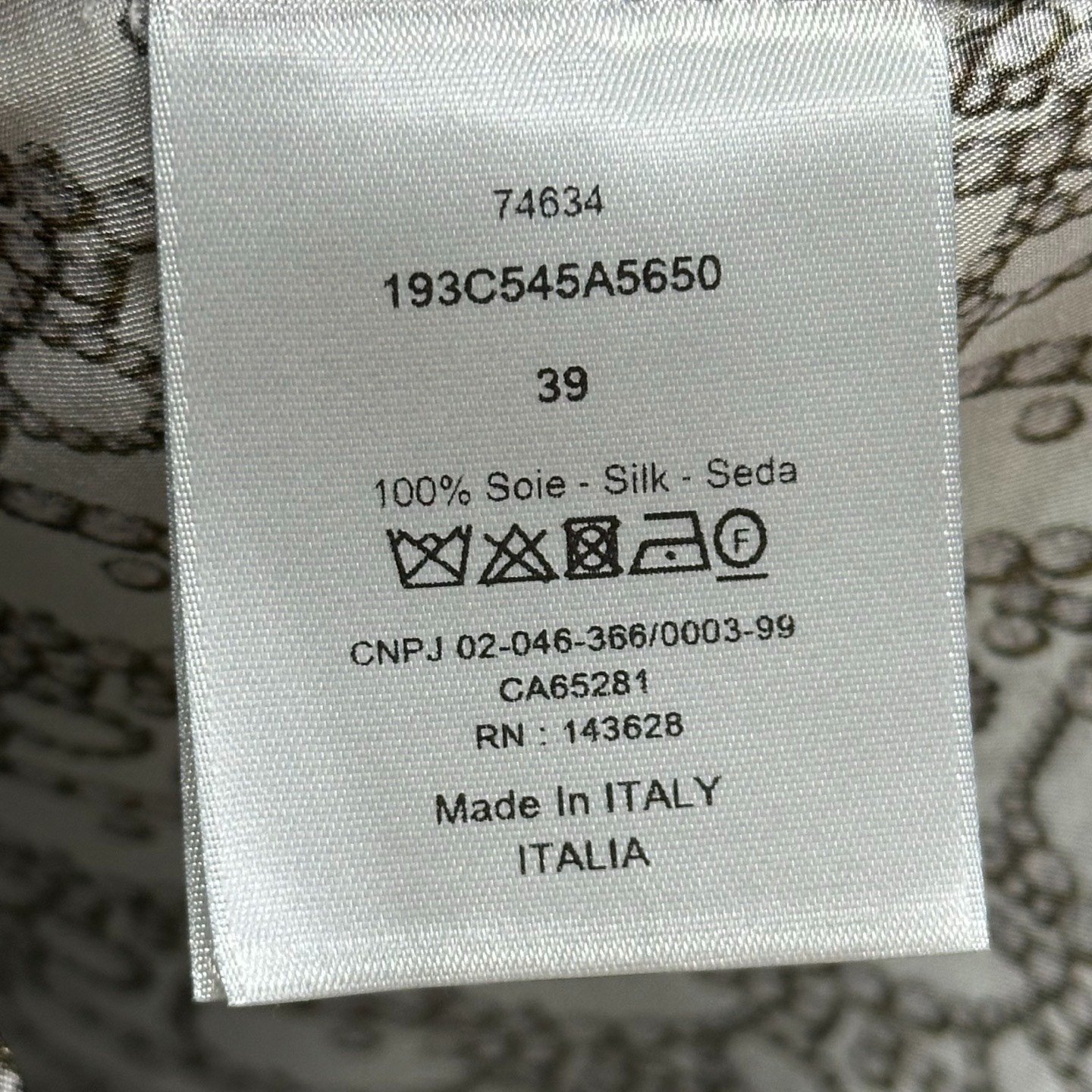 Dior Logo All-Over Print Silk Shirt — label