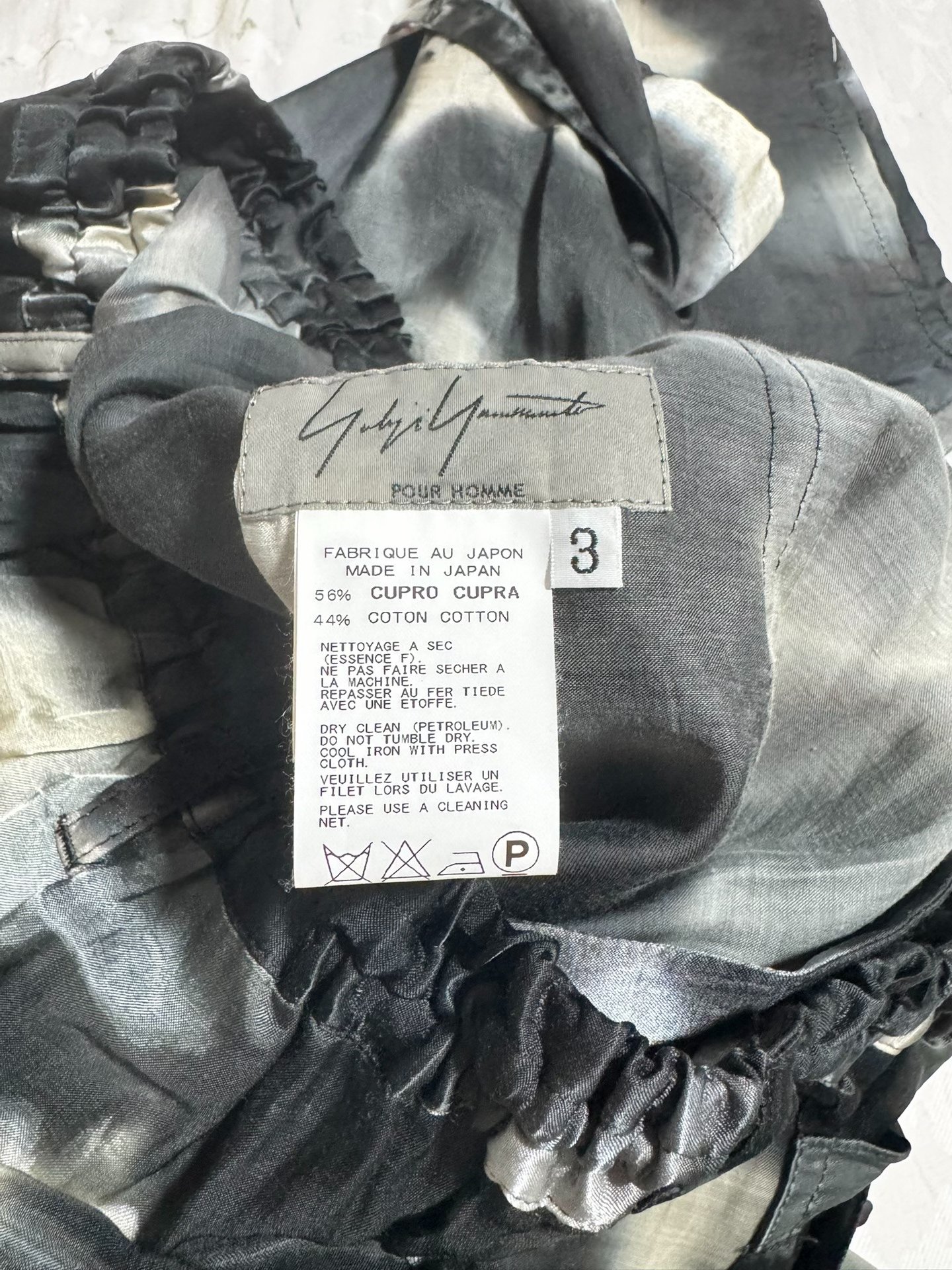 Yohji Yamamoto 14ss Ink Silk Shorts — label