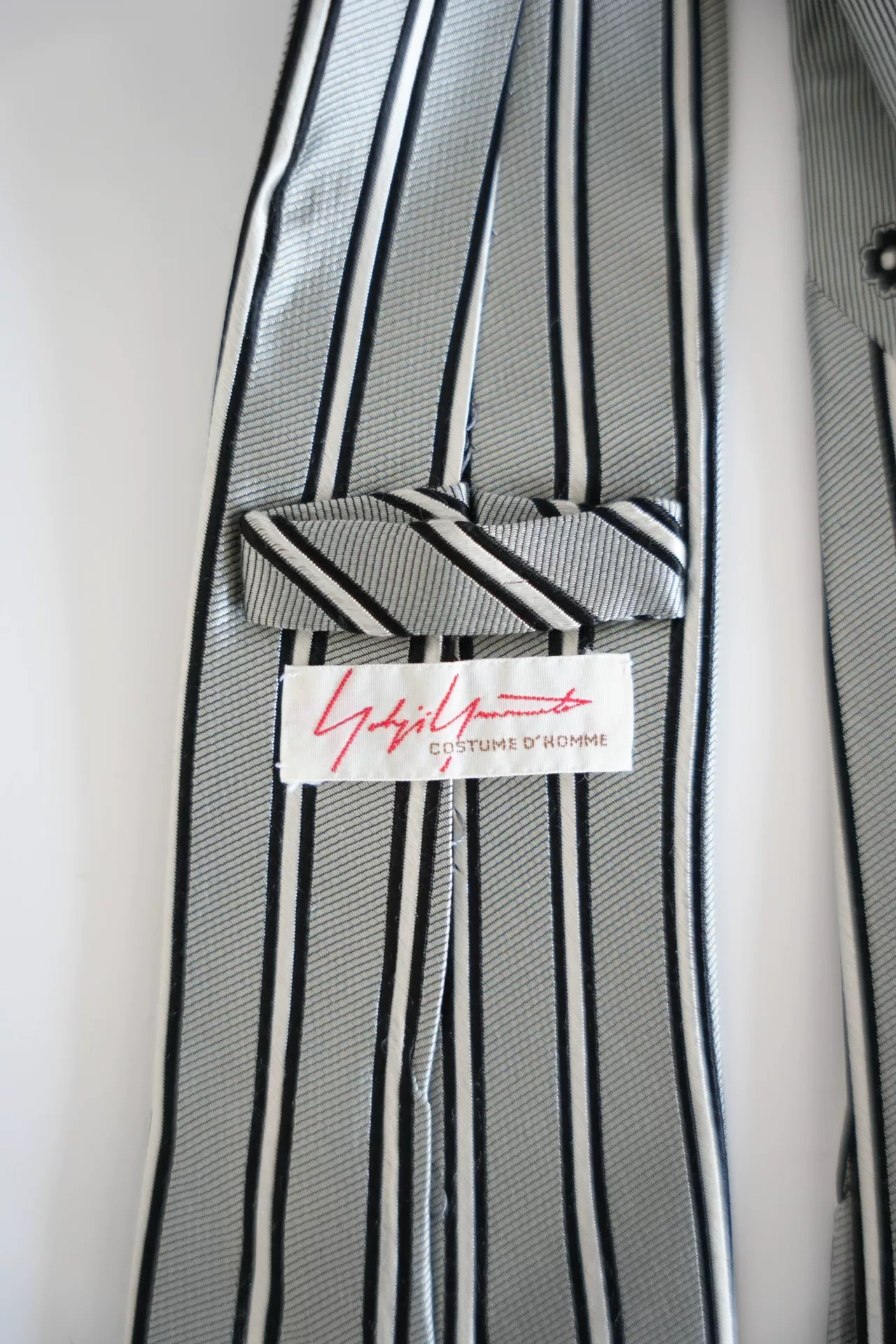 Yohji Yamamoto Striped Floral Silk Tie — front