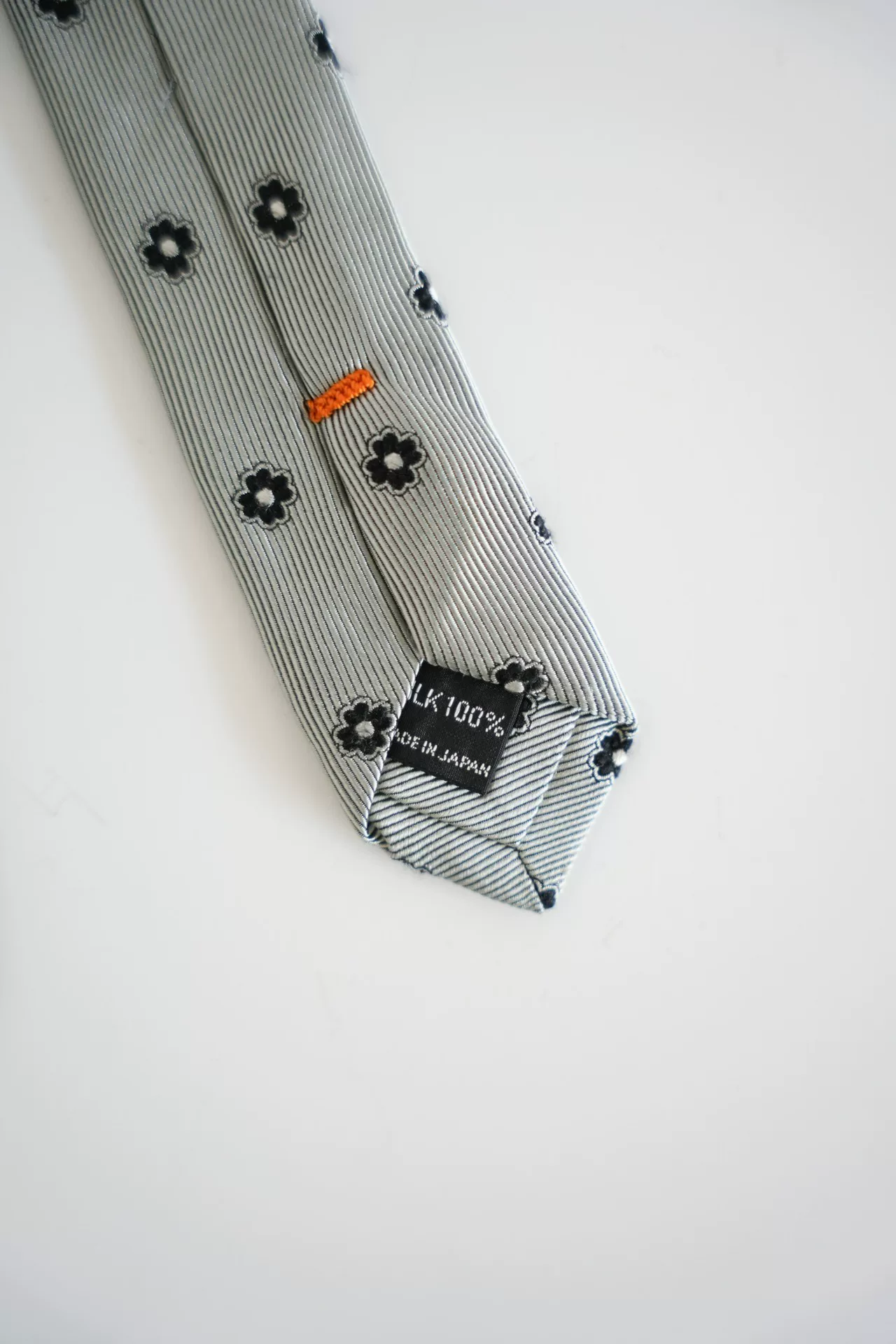 Yohji Yamamoto Striped Floral Silk Tie — detail