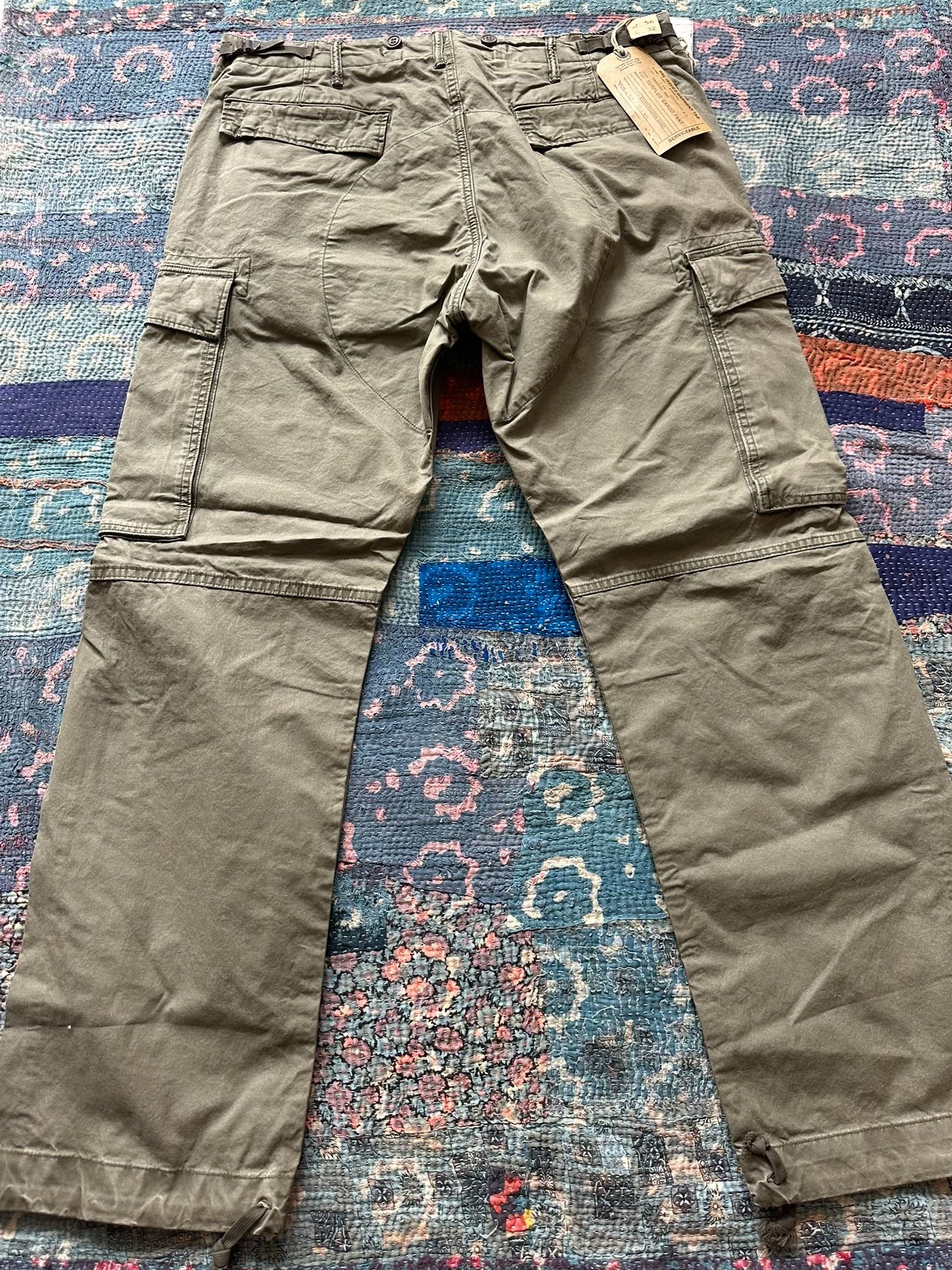 RRL Olive Green Cargo Work Pants — front