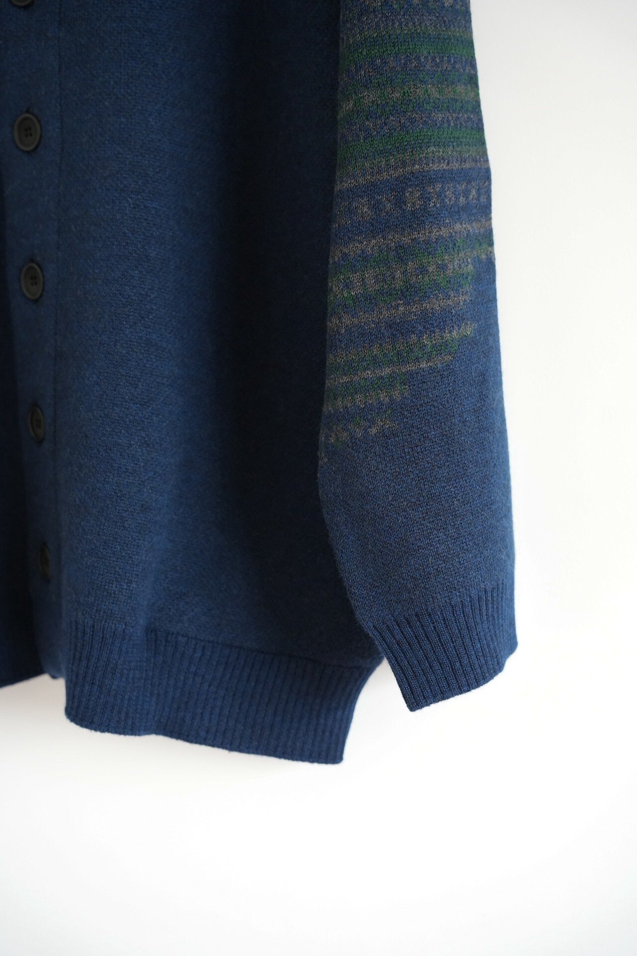 Yohji Yamamoto 24AW Blue-Green Stripe Cardigan — label
