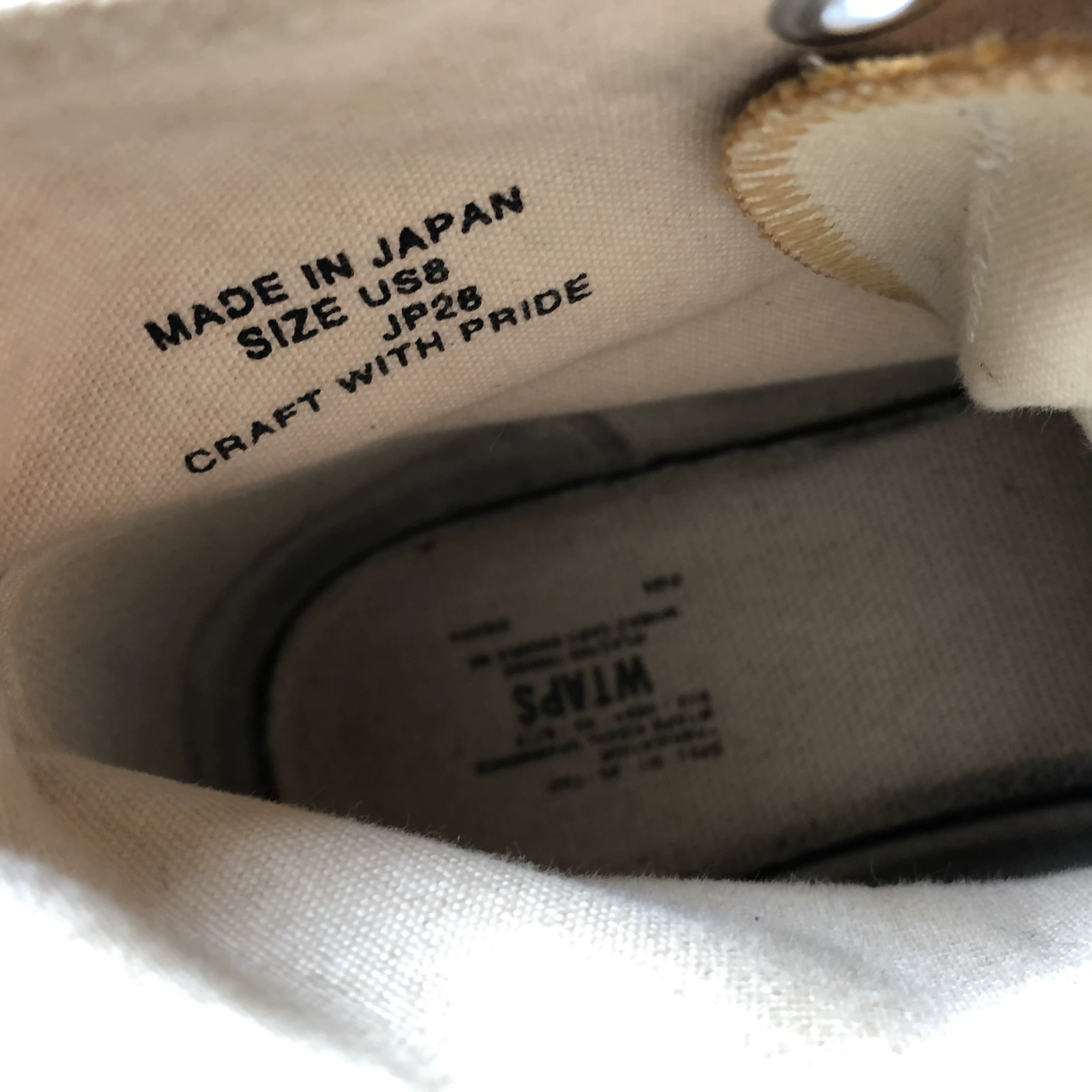Wtaps 14SS Canvas Mustard Shoes — label