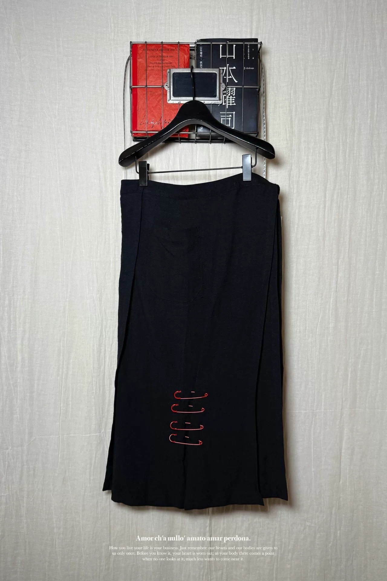 Yohji Yamamoto 24SS Pin Wrap Skirt — detail