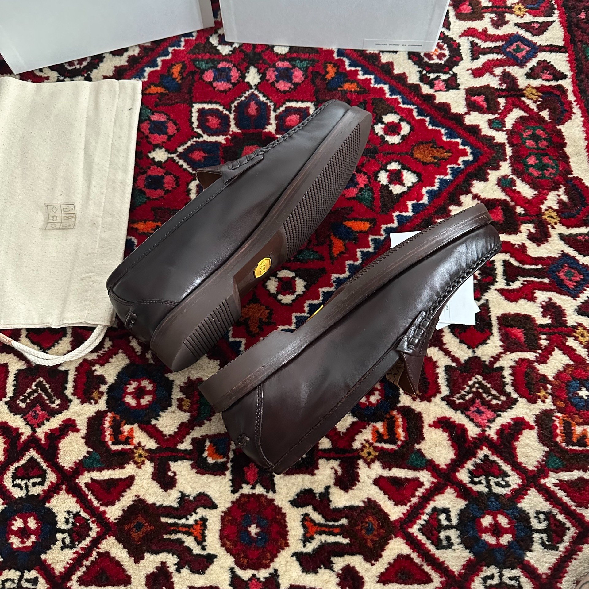 visvim FABRO-FOLK Leather Loafers — label