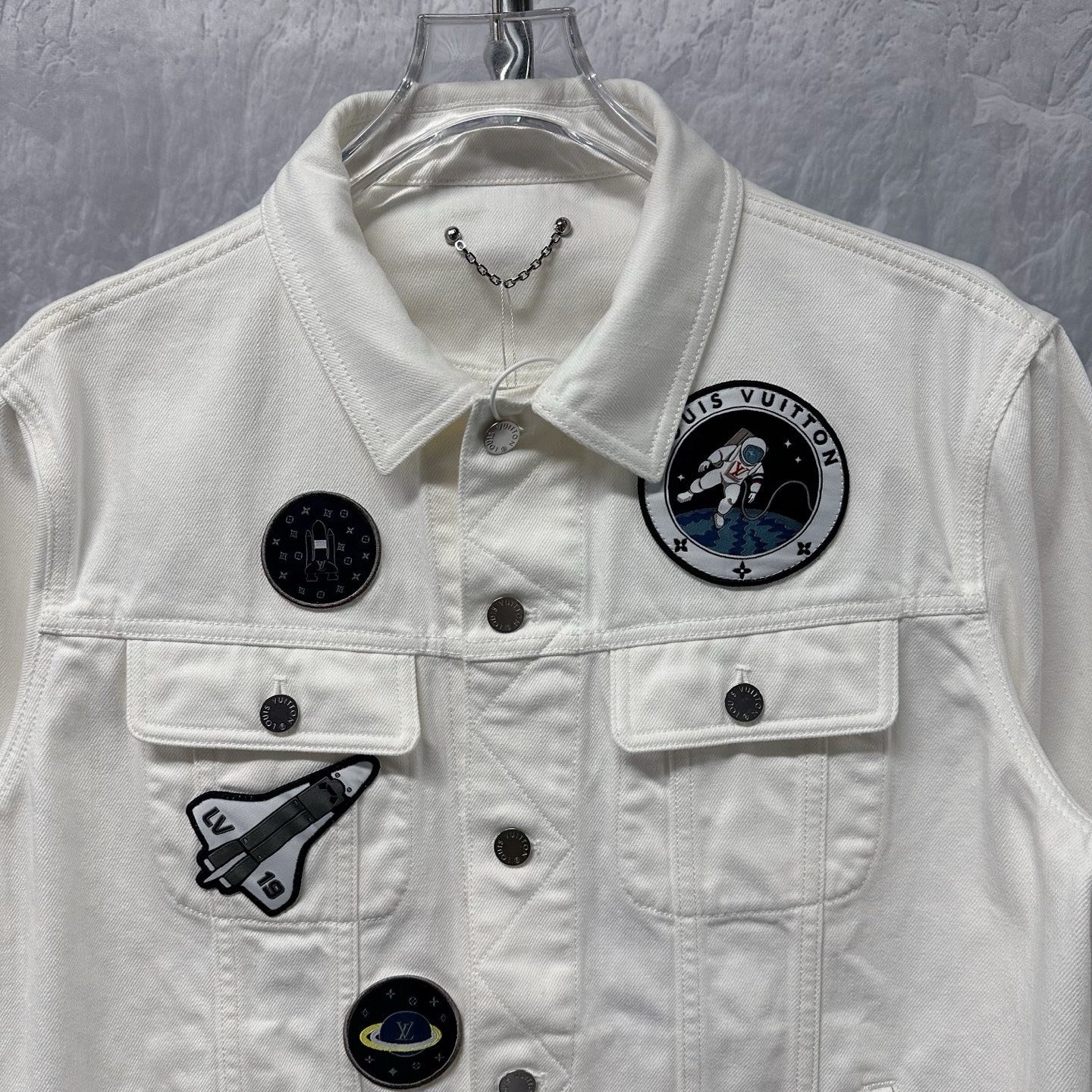 Louis Vuitton Astronaut Embroidered Denim Jacket — front