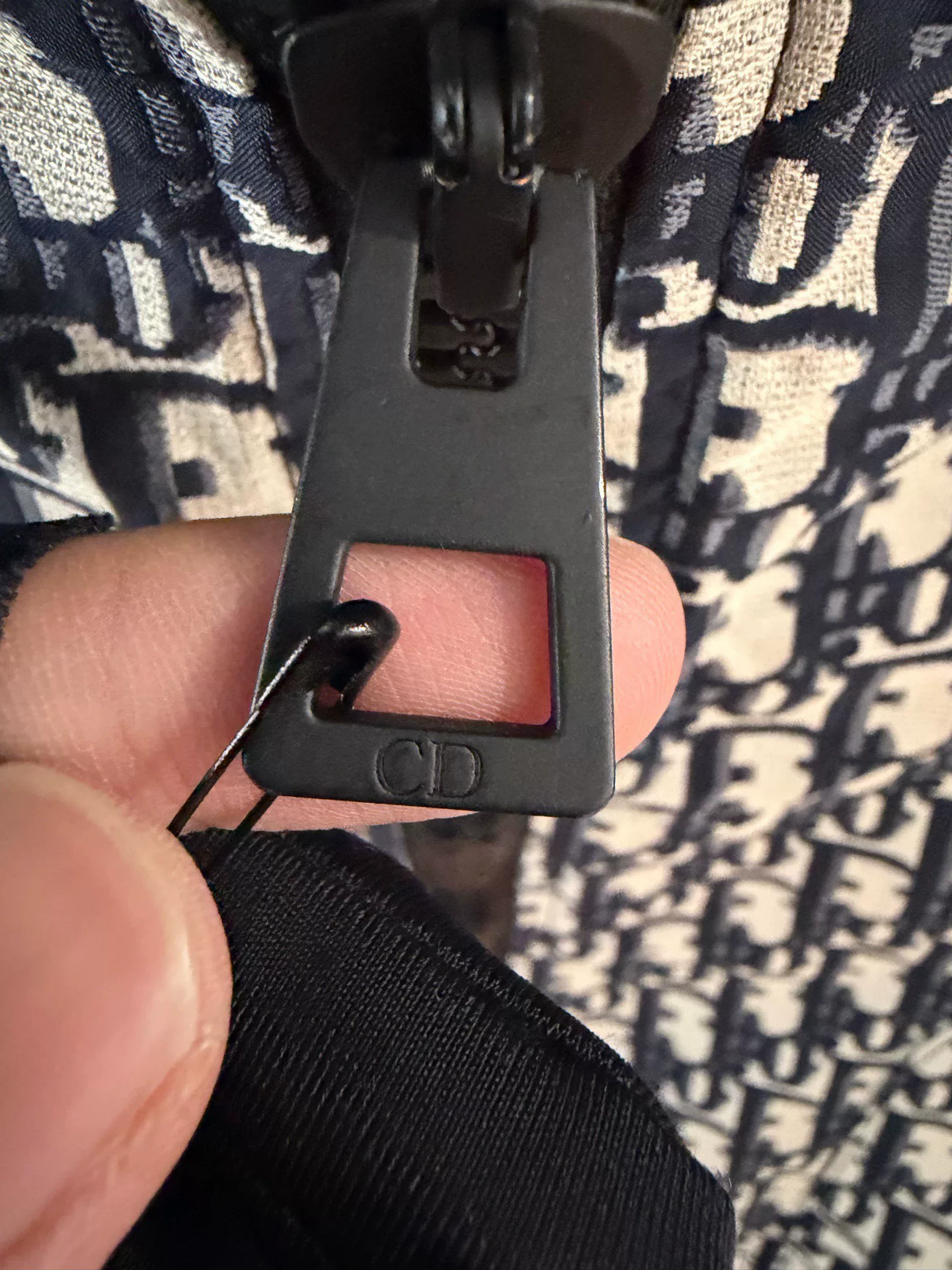 Dior Full Logo Zip-Up Hooded Jacket — label
