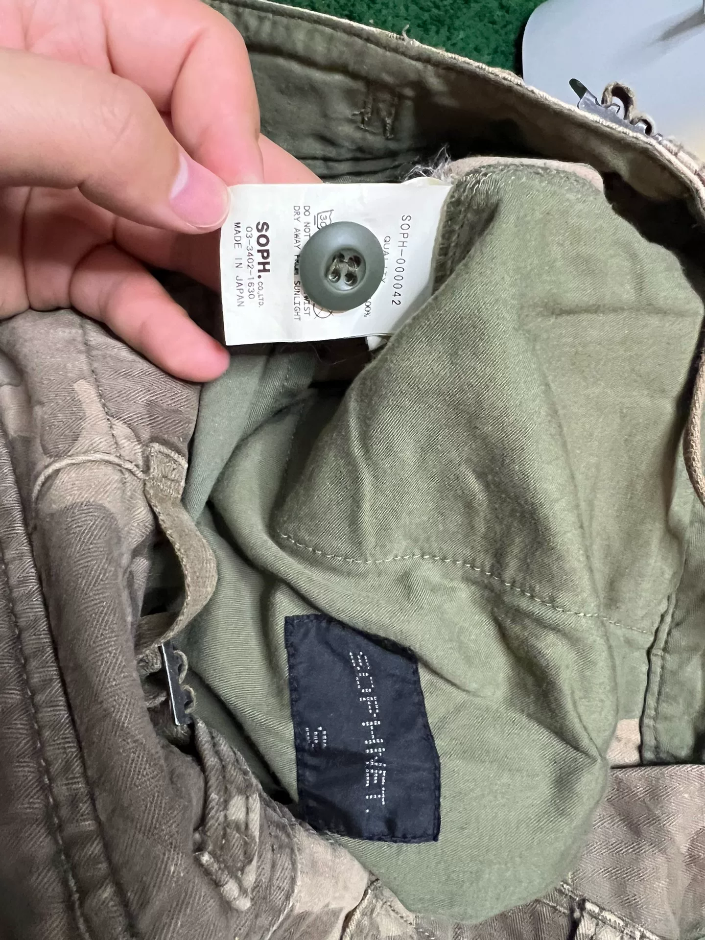 sophnet. Camouflage Cargo Shorts — label