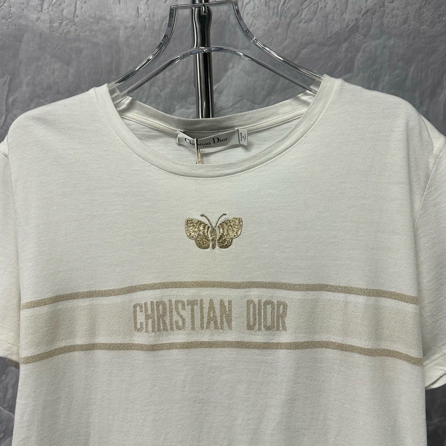 Dior Butterfly Embroidery Short-Sleeve T-Shirt — back