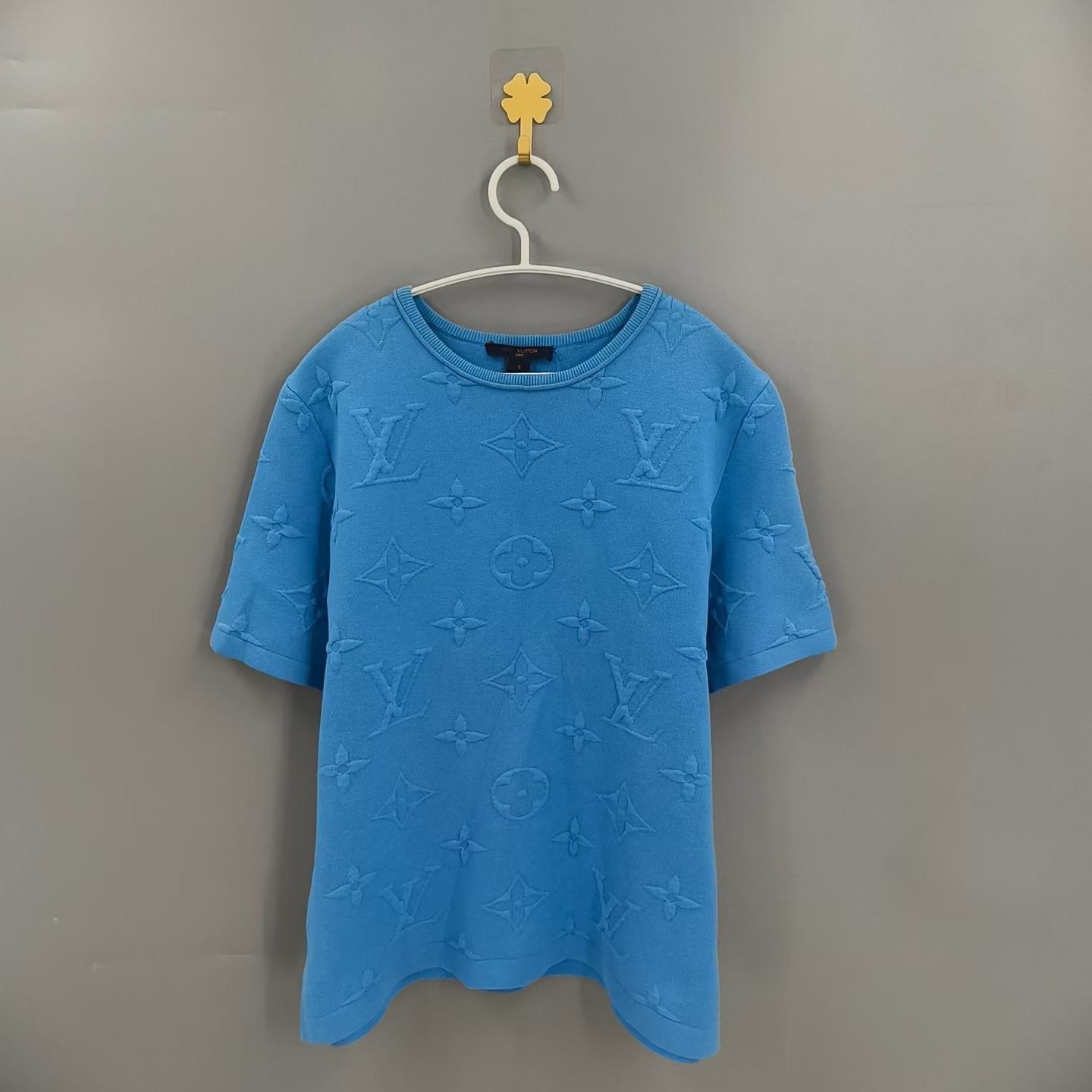 Louis Vuitton New Sky Blue Embossed Short Sleeve