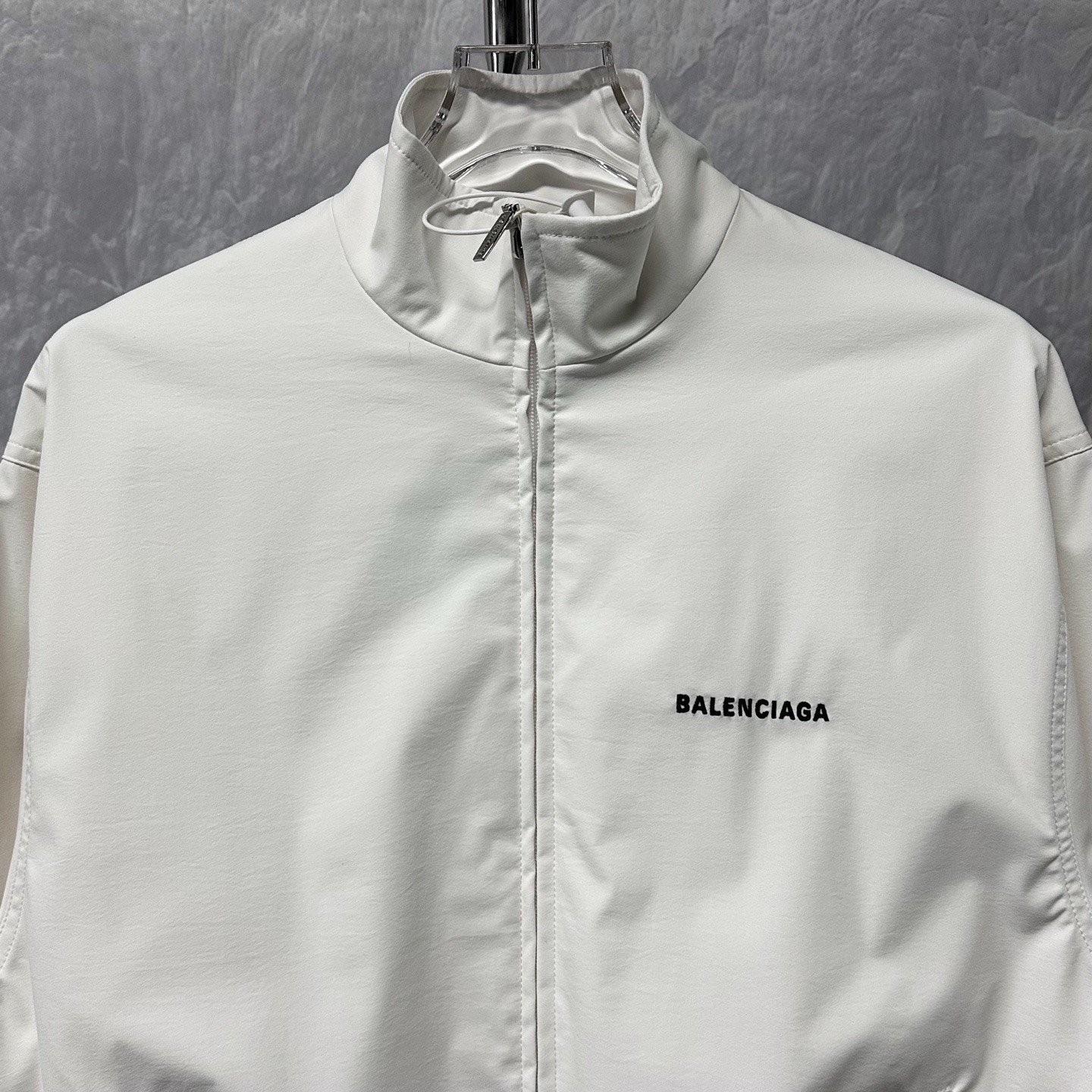 Balenciaga SS25 Embroidered Logo Zip Jacket — front