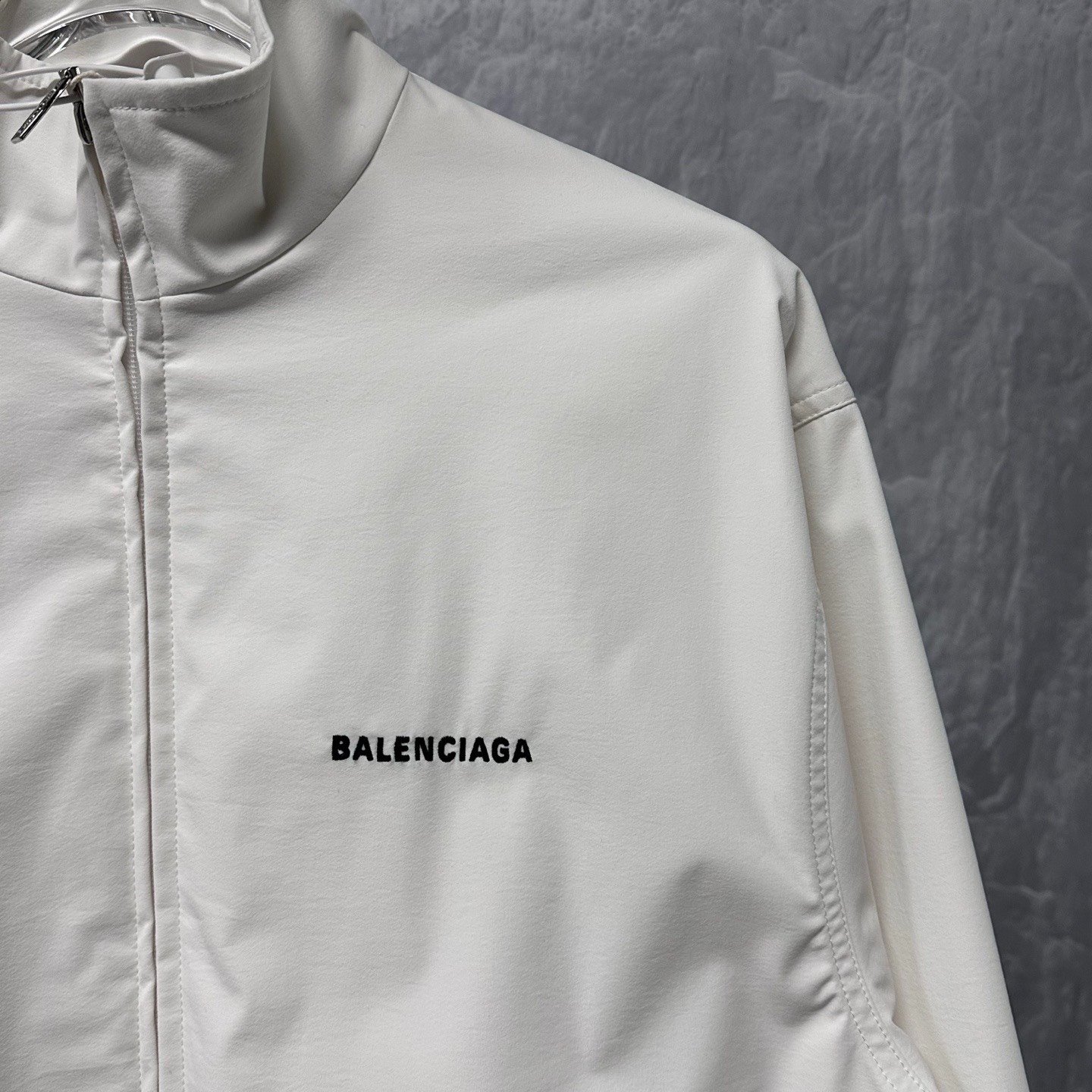 Balenciaga SS25 Embroidered Logo Zip Jacket — detail
