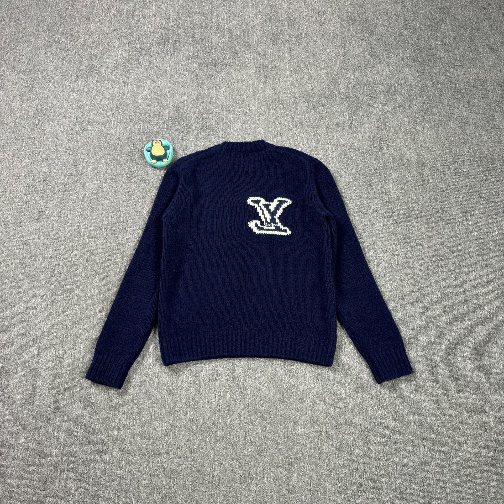LV Logo Dark Blue Crew Neck Sweater — front