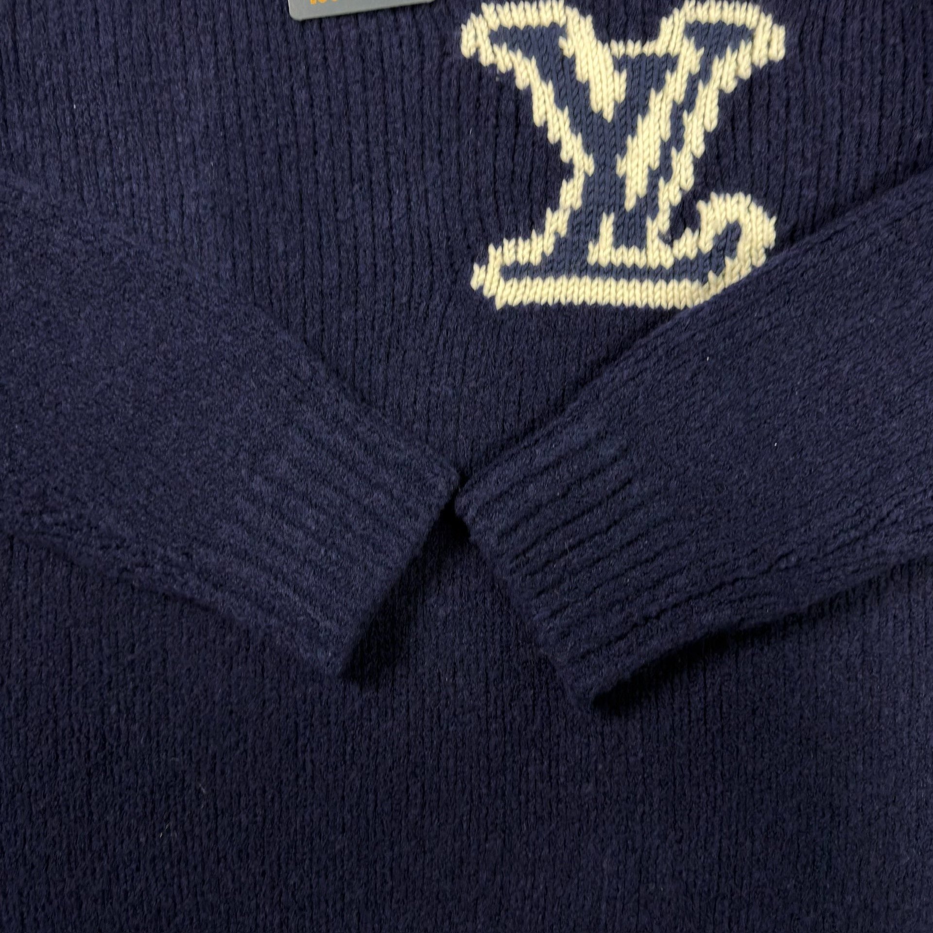 LV Logo Dark Blue Crew Neck Sweater — back