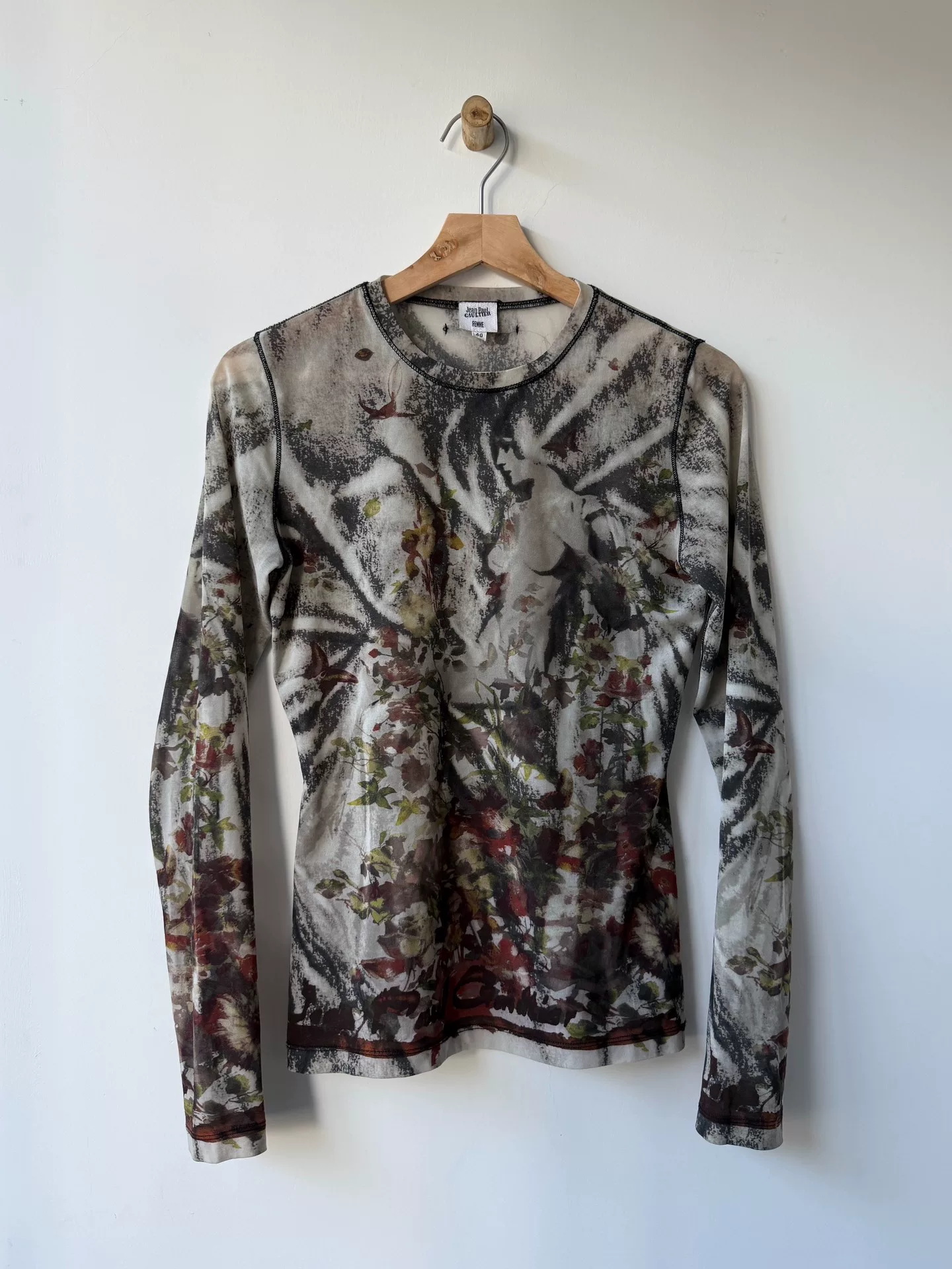Jean Paul Gaultier Floral Butterfly Mesh Top