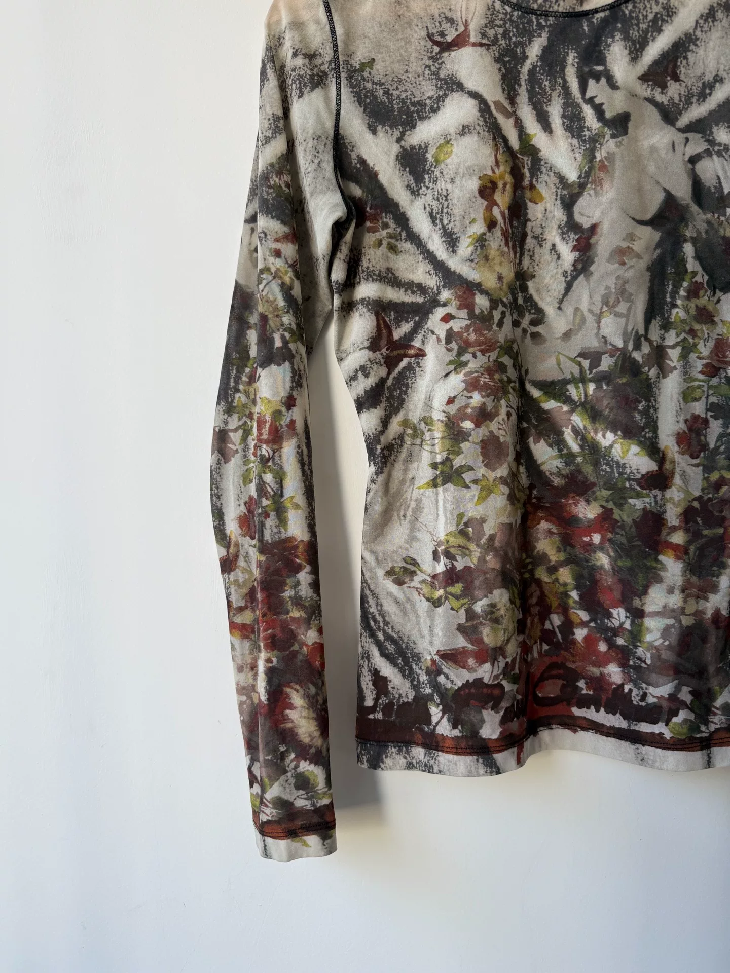 Jean Paul Gaultier Floral Butterfly Mesh Top — back
