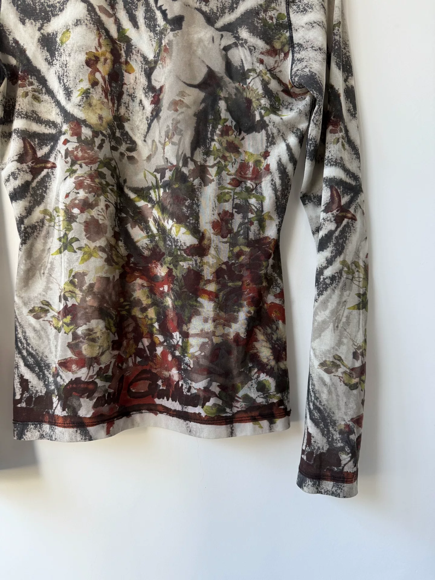 Jean Paul Gaultier Floral Butterfly Mesh Top — detail