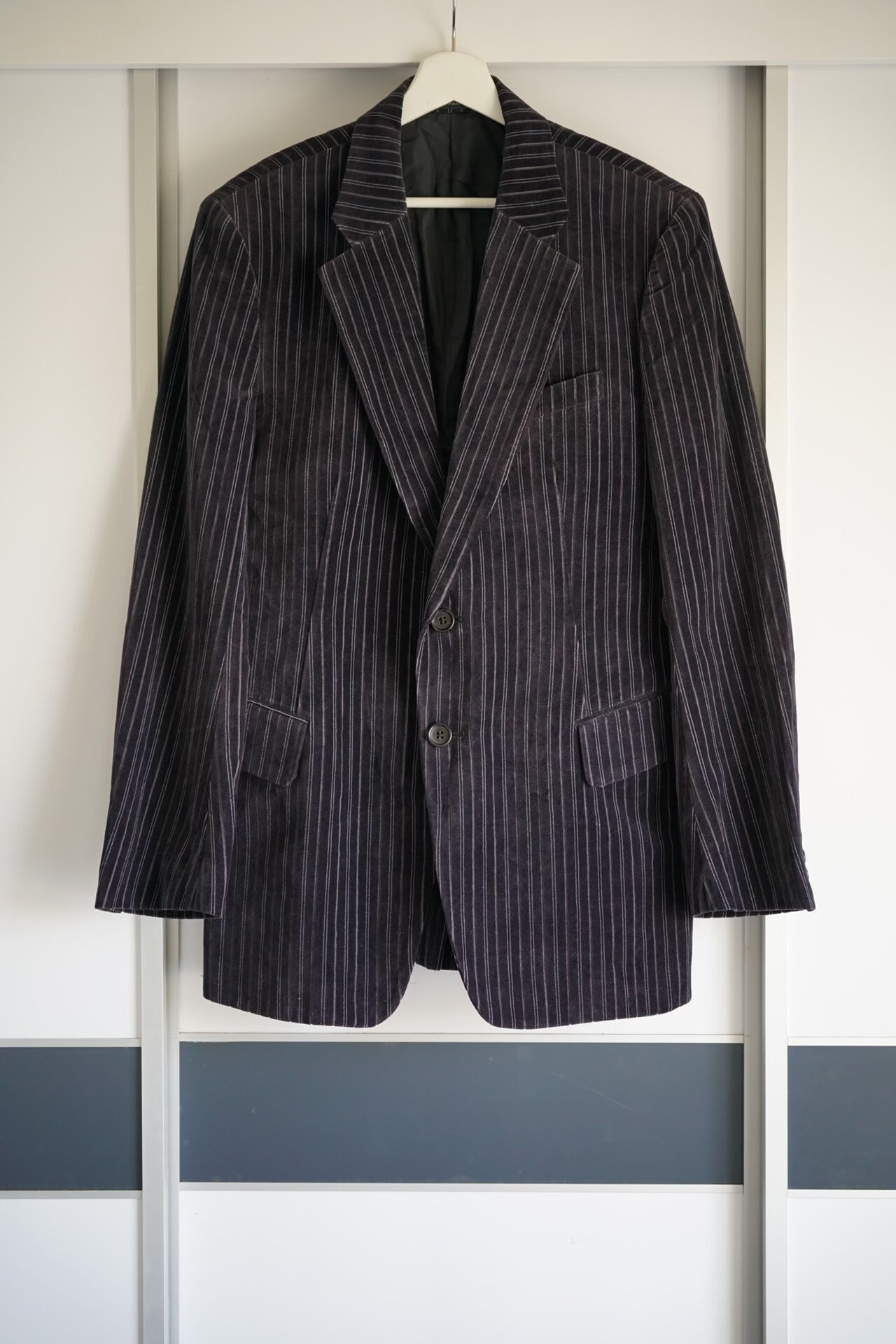 Yohji Yamamoto 05AW Purple Velvet Striped Blazer