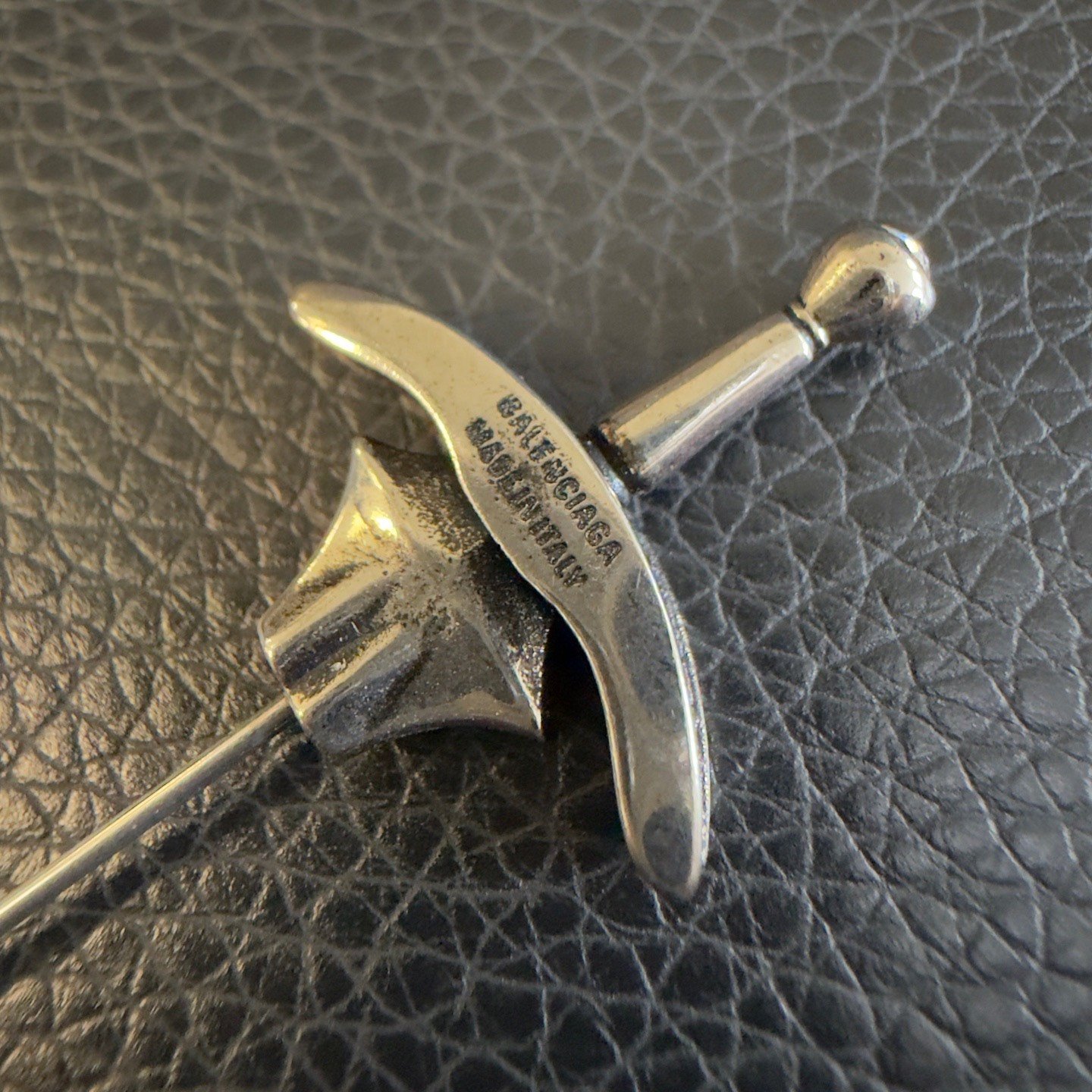 Balenciaga Gothic Sword Brooch Earrings — back