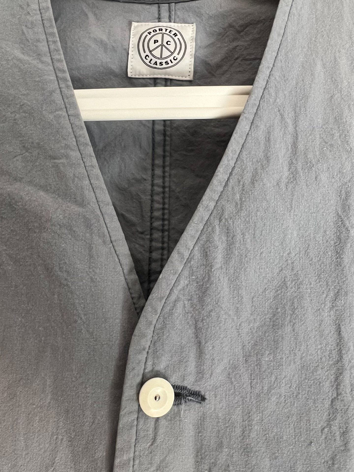 Porter Classic Vintage Distressed Blue Vest — label