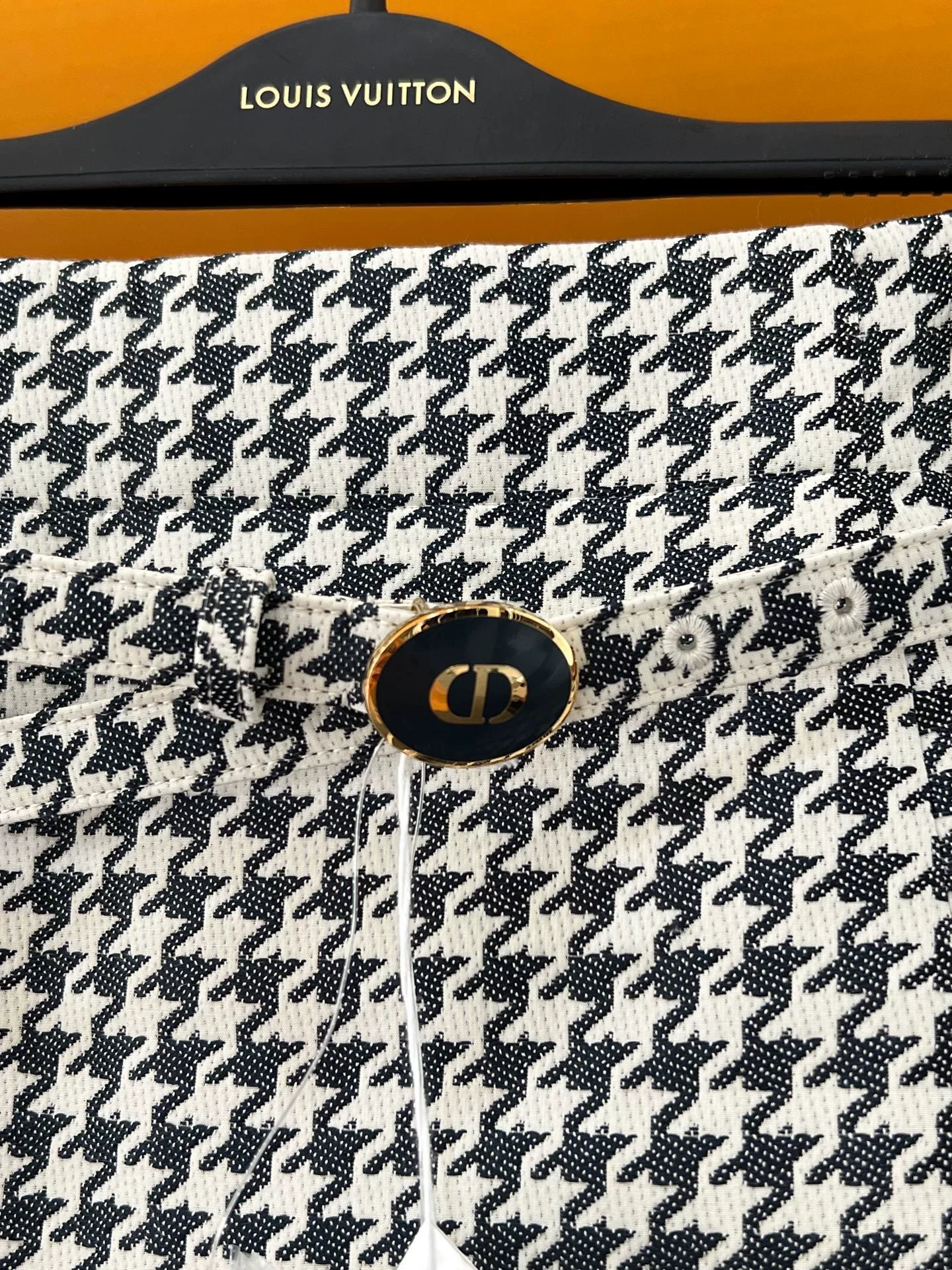 Dior Houndstooth Belted Short Skirt — detail