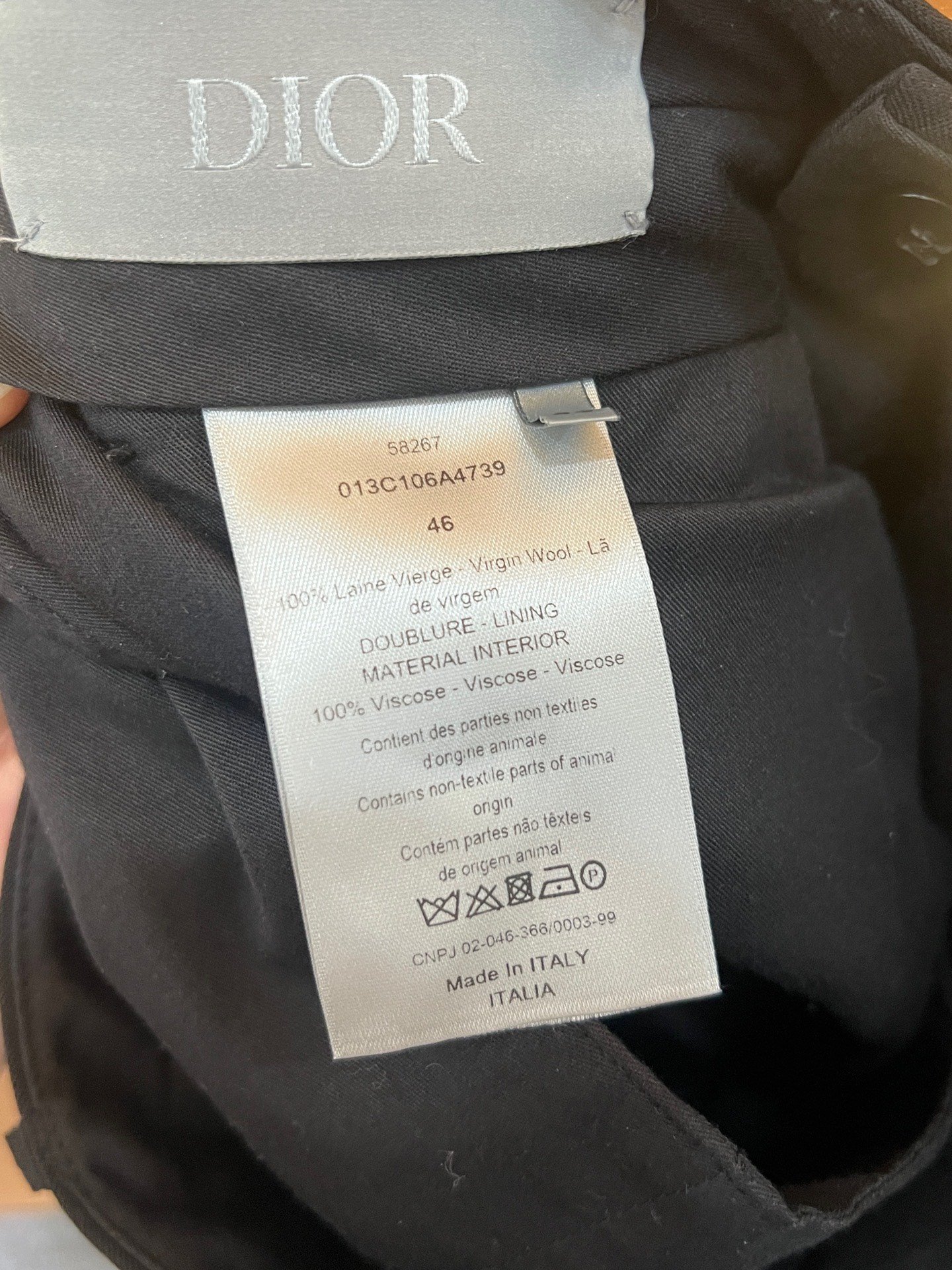 Dior Wool Straight-Leg Trousers — detail
