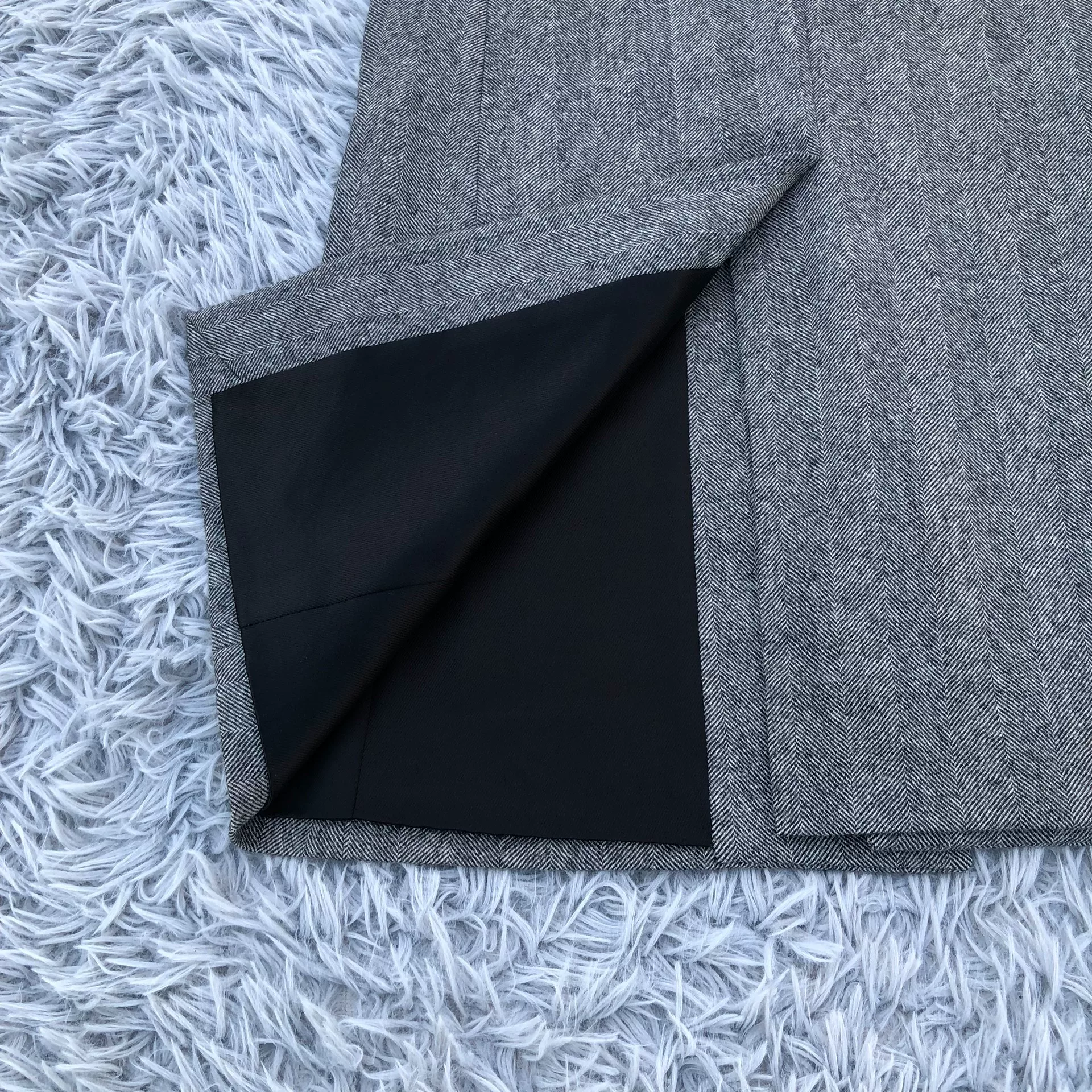 Saint Laurent Herringbone Wool Coat — label