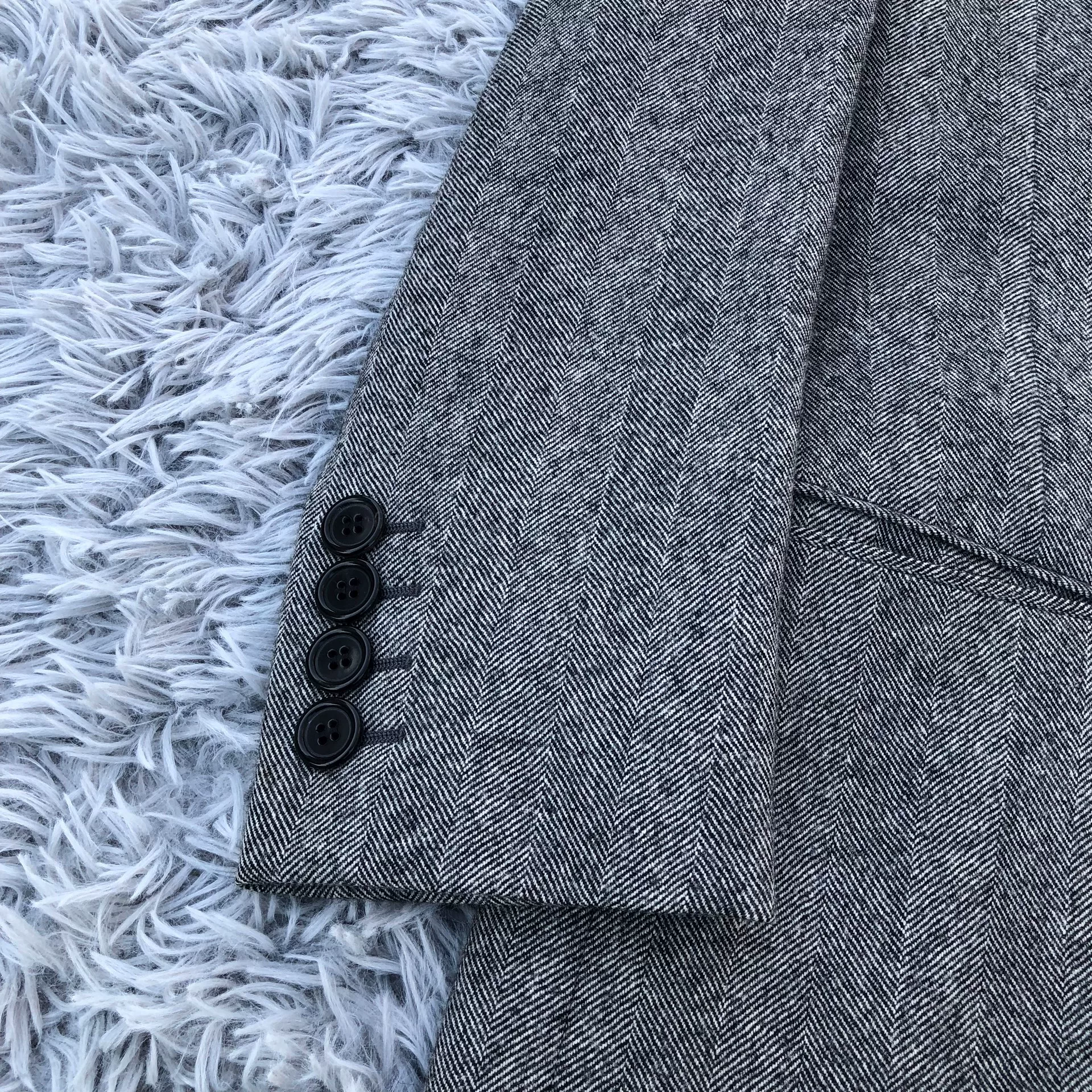 Saint Laurent Herringbone Wool Coat — front
