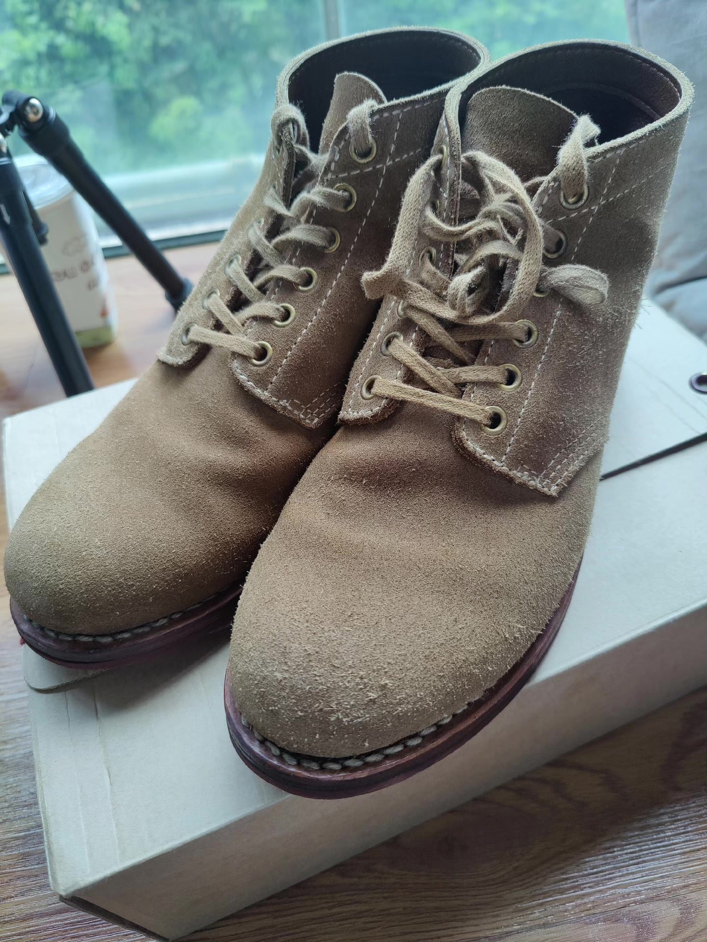 visvim brigadier suede brick sole boots — front