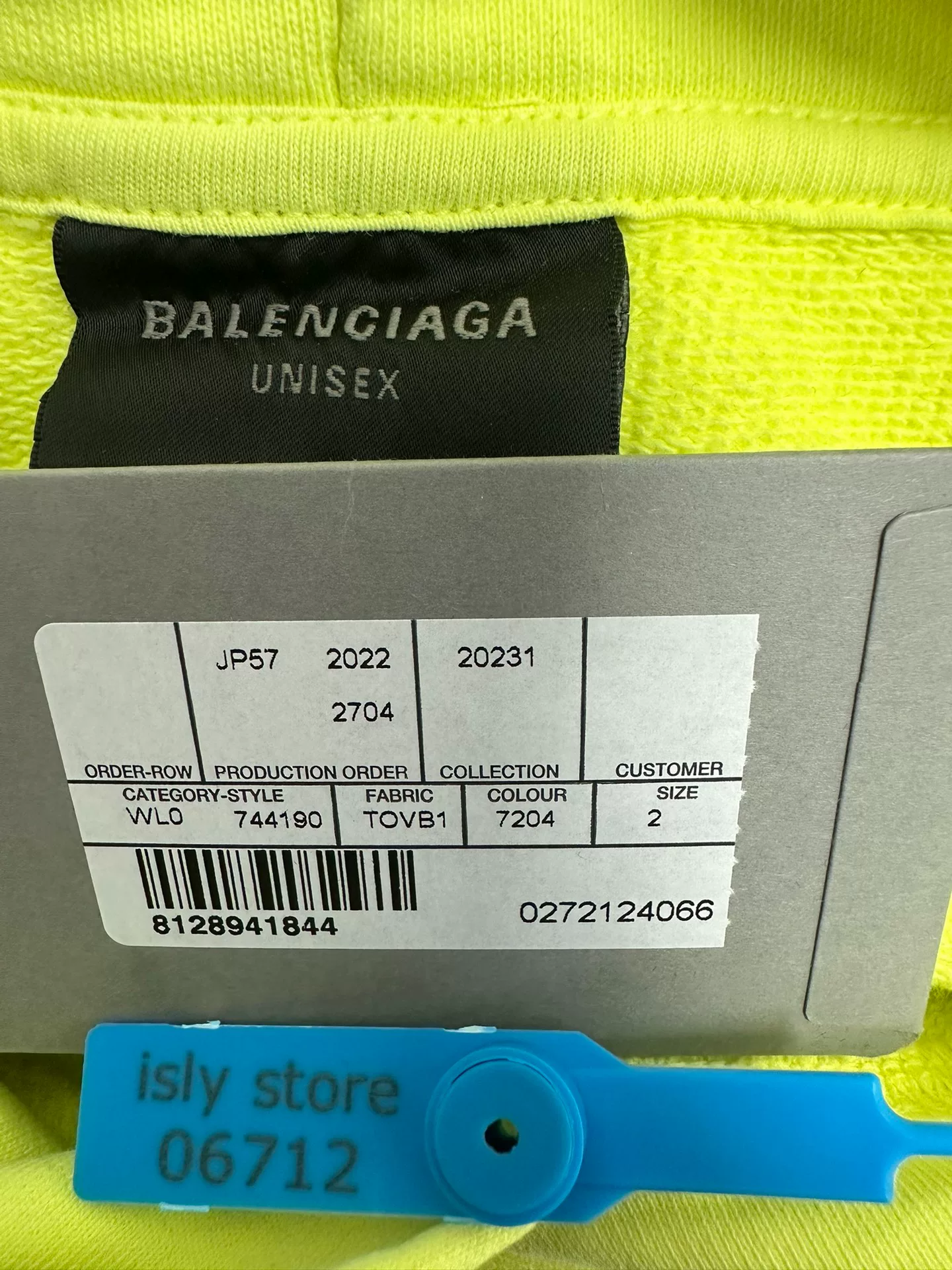 Balenciaga Logo Oversized Yellow Hoodie — back