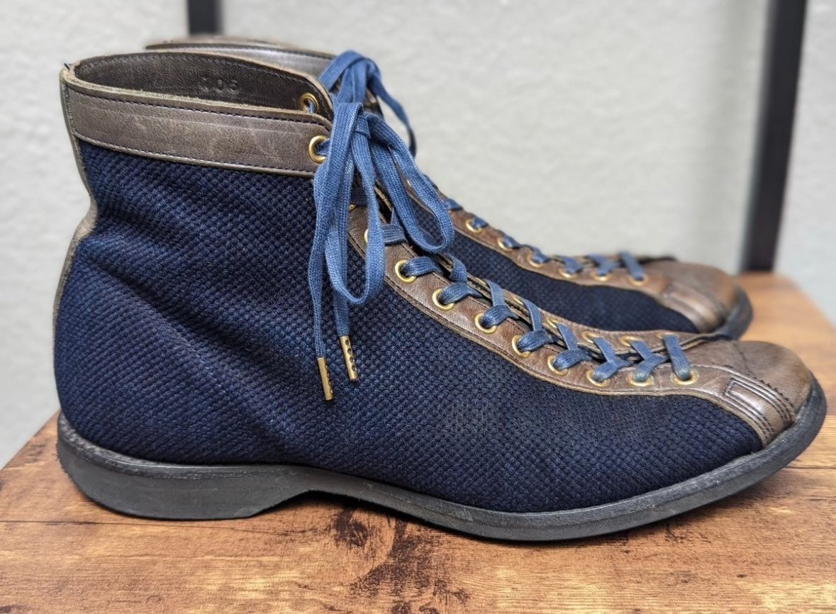 CLINCH x NITEKLUB Indigo Sashiko Boxing Boots — detail