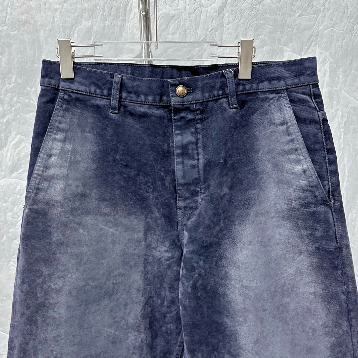 Louis Vuitton SS26 Velvet Leather Patch Denim Pants — front