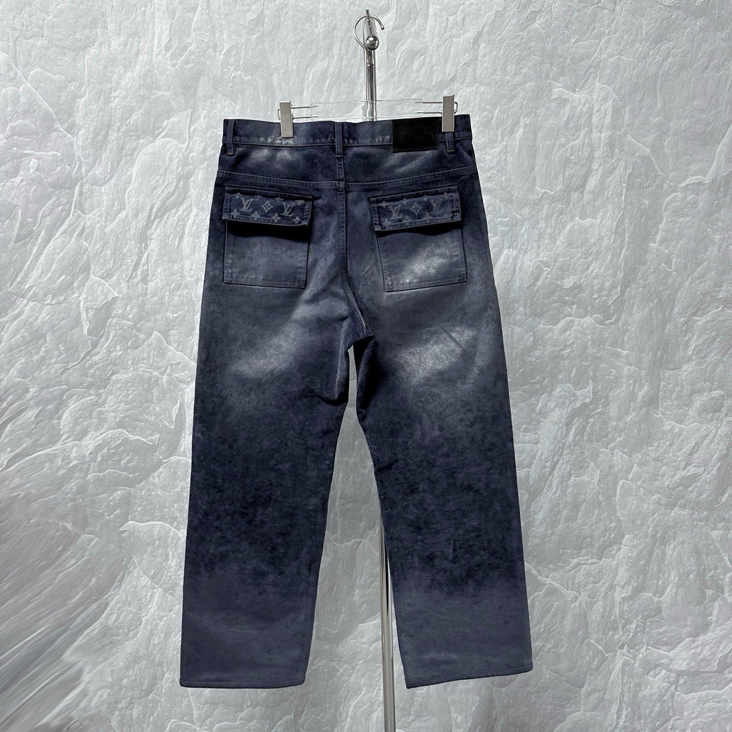 Louis Vuitton SS26 Velvet Leather Patch Denim Pants — back