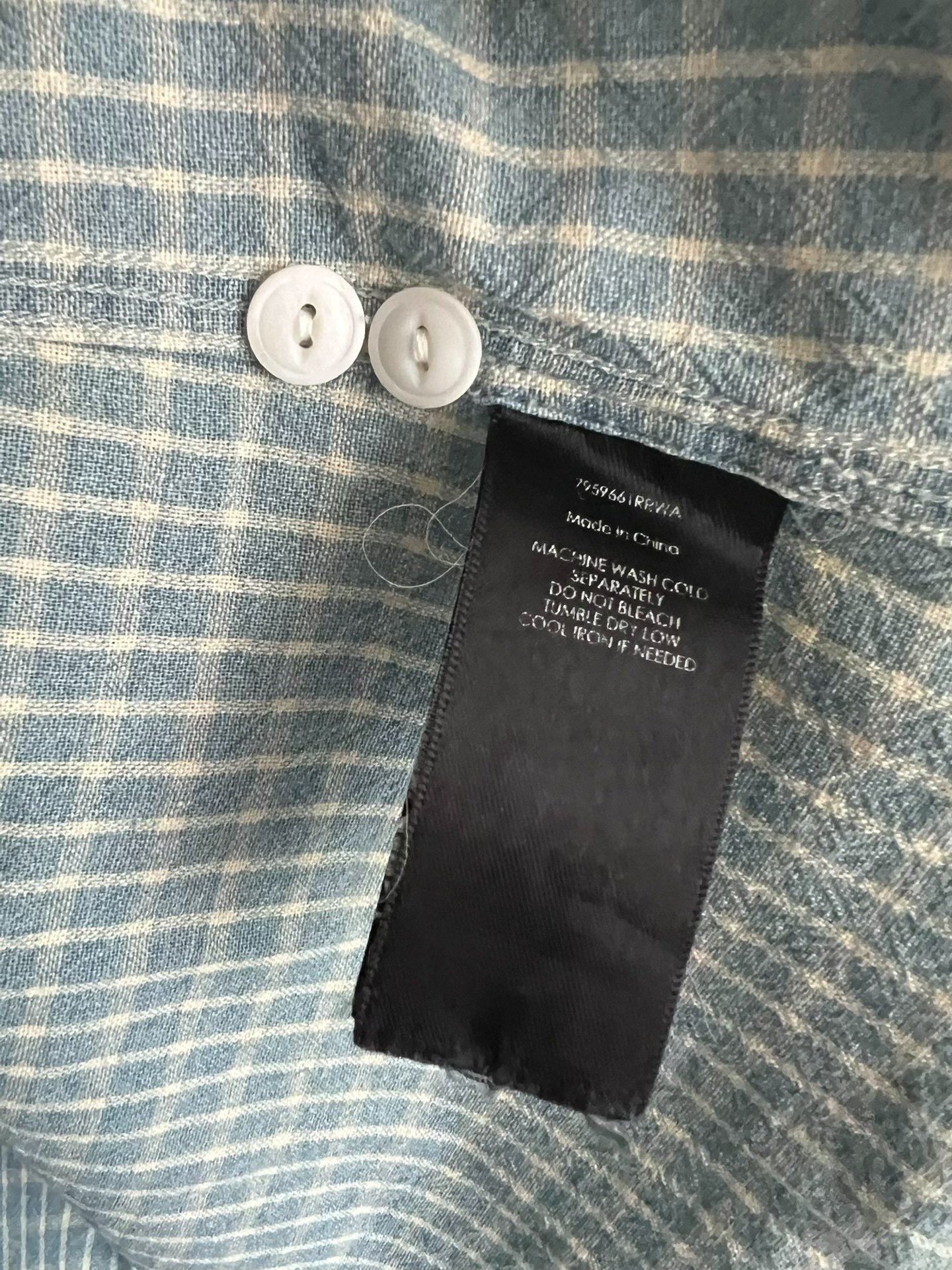 RRL Double RL Indigo Check Short-Sleeve Shirt — label