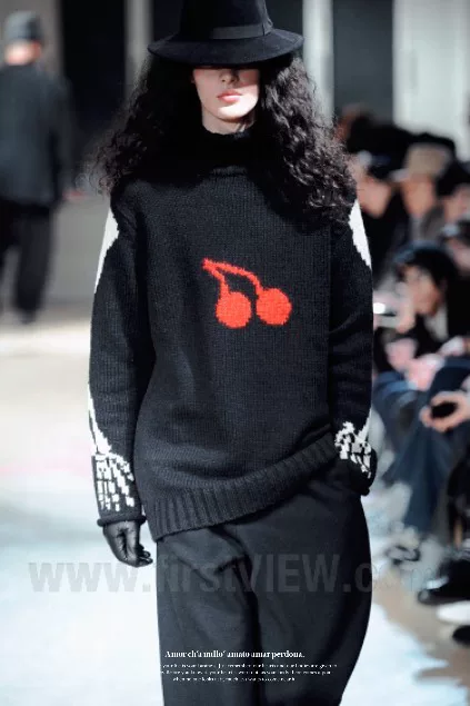 Yohji Yamamoto Cherry Skeleton High-Neck Knit — label
