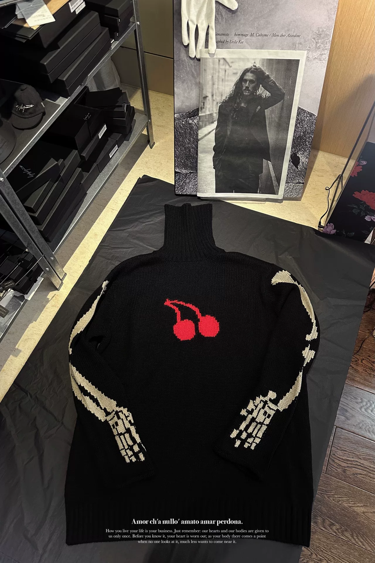 Yohji Yamamoto Cherry Skeleton High-Neck Knit — front