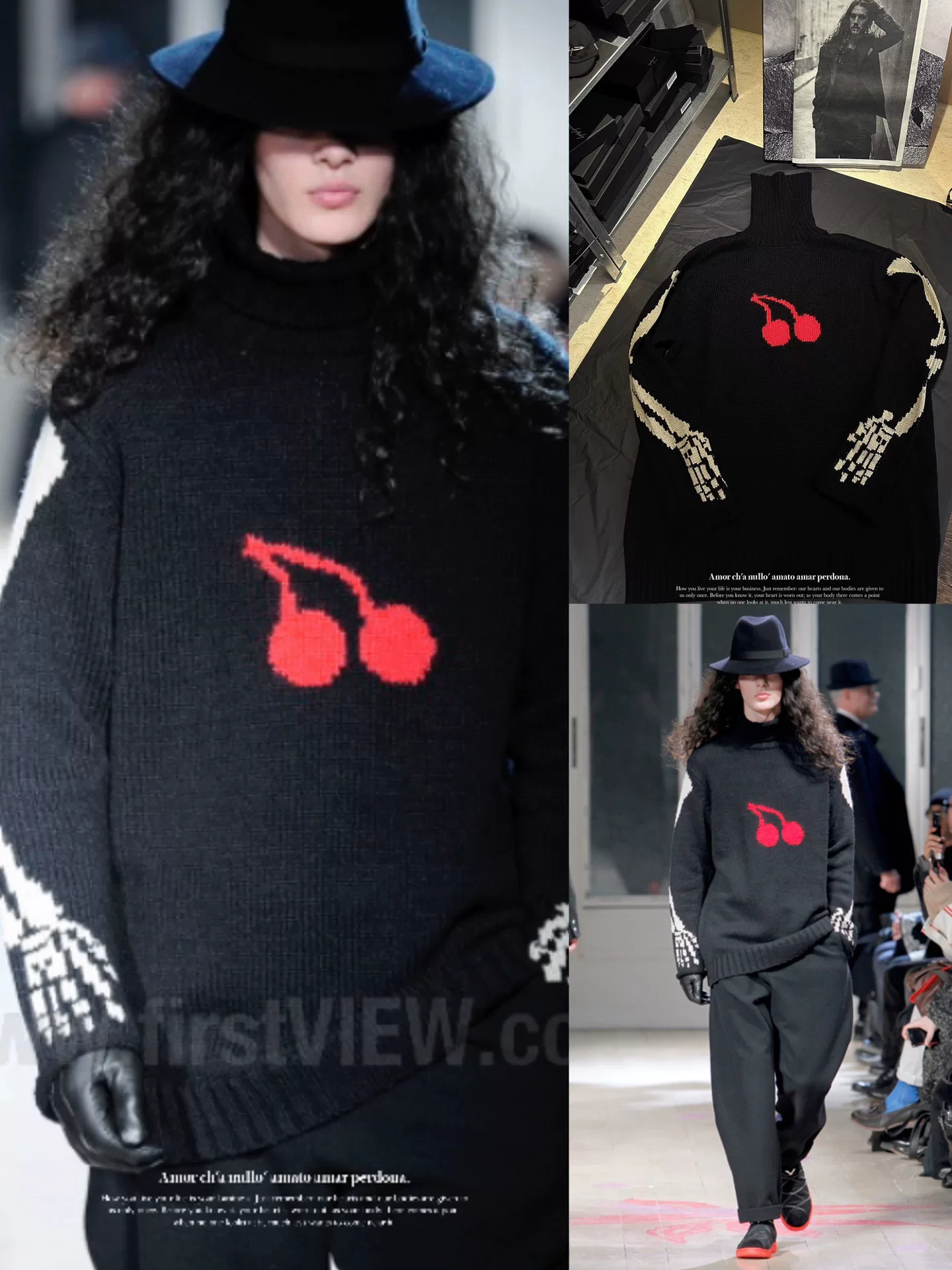 Yohji Yamamoto Cherry Skeleton High-Neck Knit