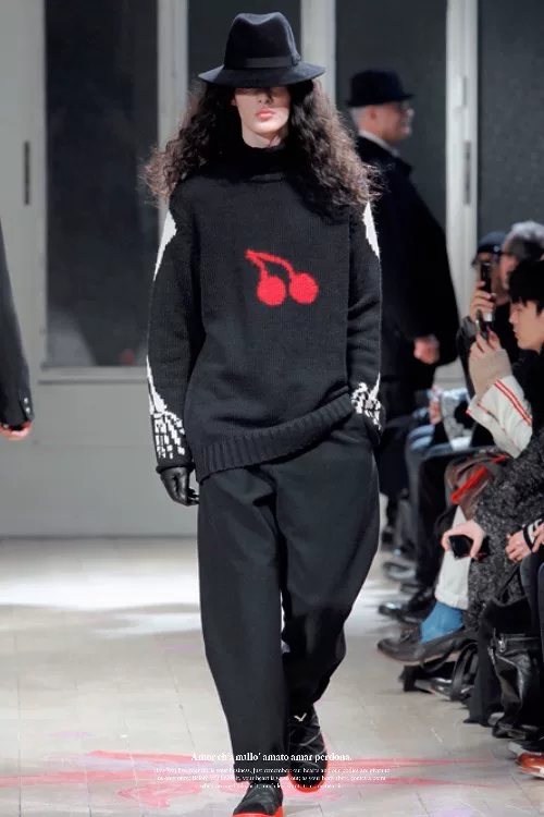 Yohji Yamamoto Cherry Skeleton High-Neck Knit — detail
