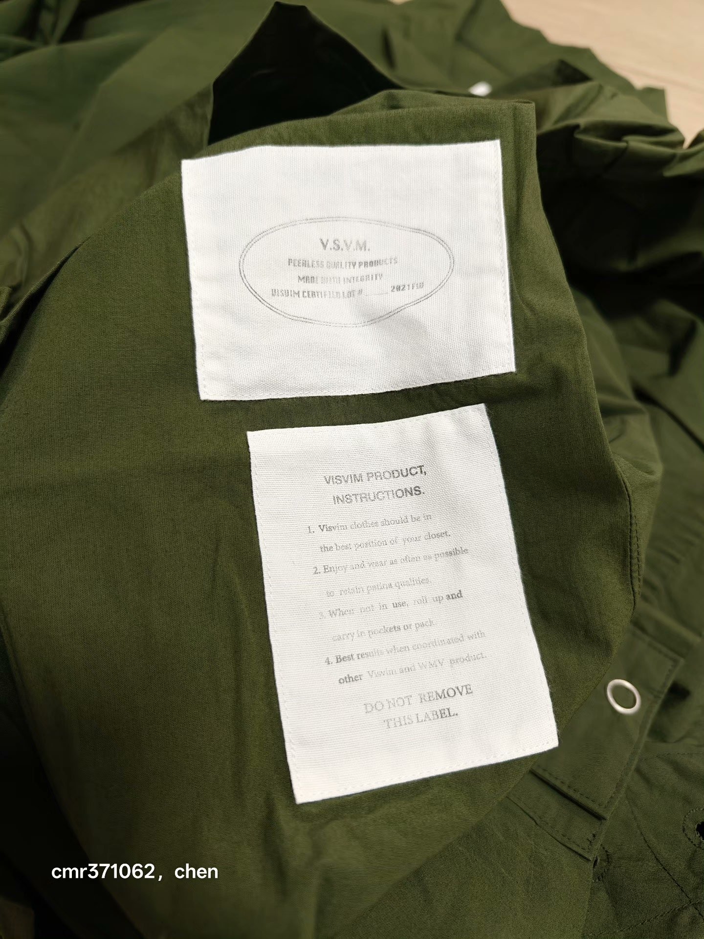 visvim 21aw four winds coat — label
