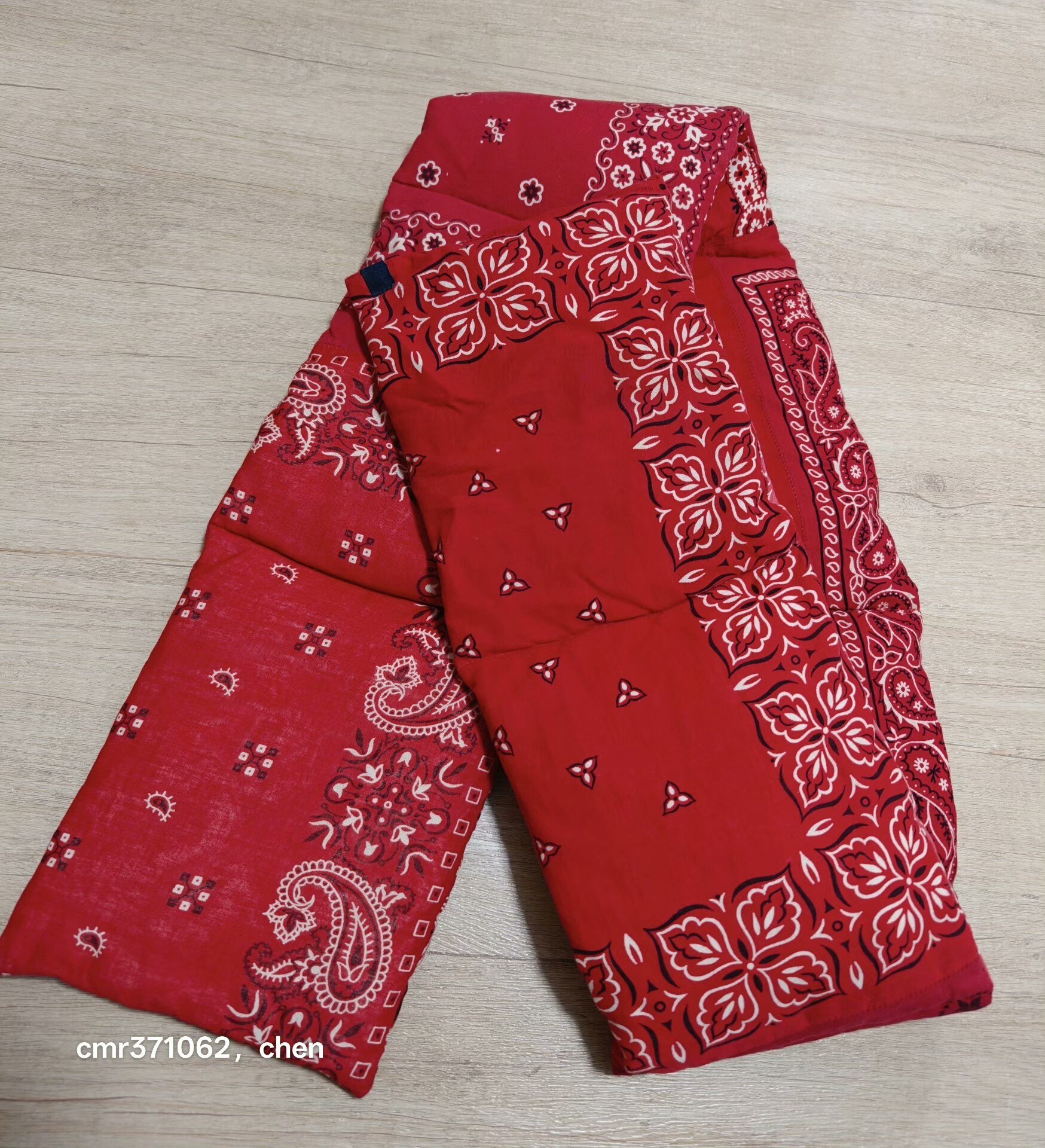 VISVIM Red Down Muffler Bandana — detail