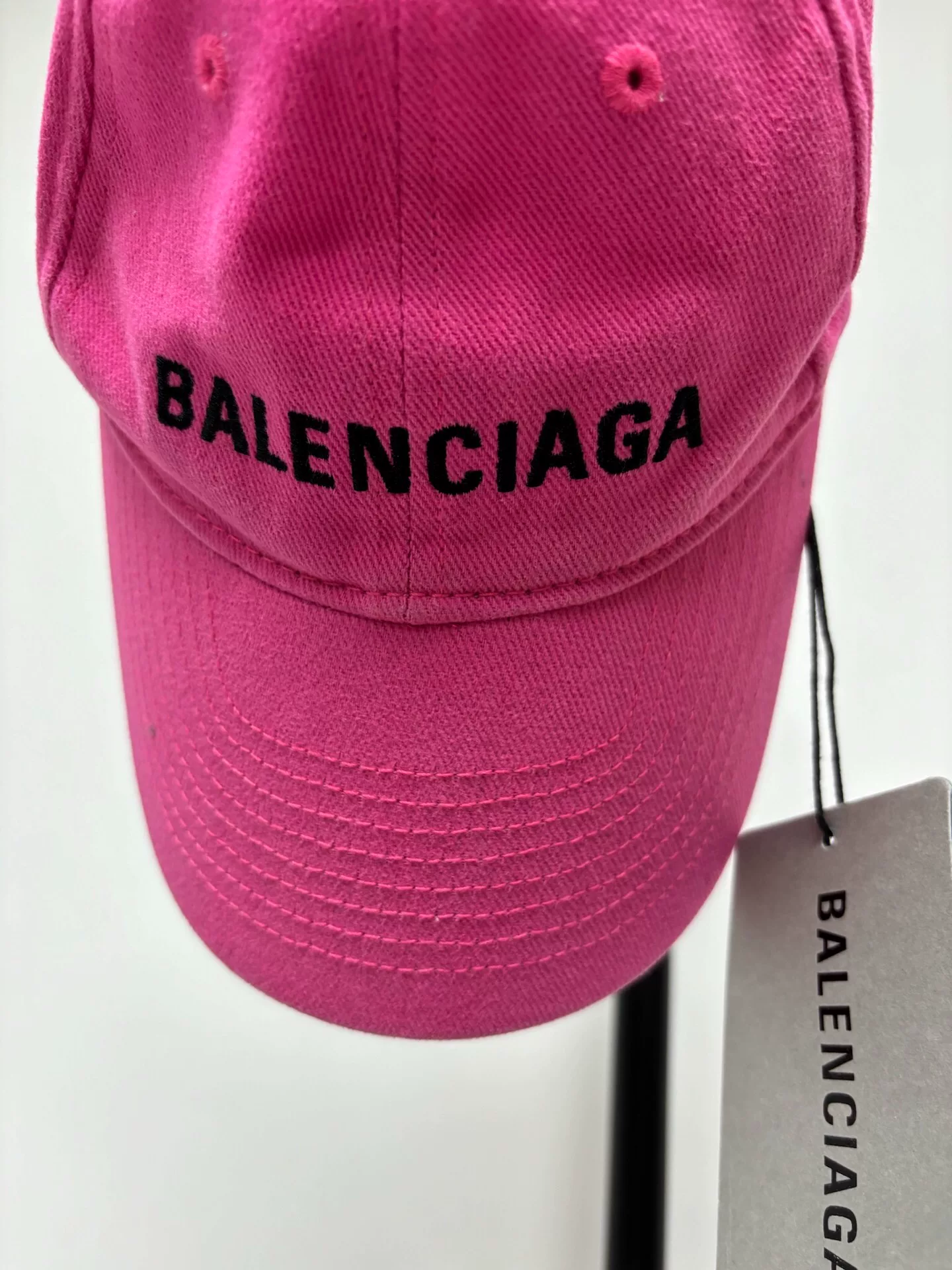 Balenciaga Pink Logo Embroidery Baseball Cap — front