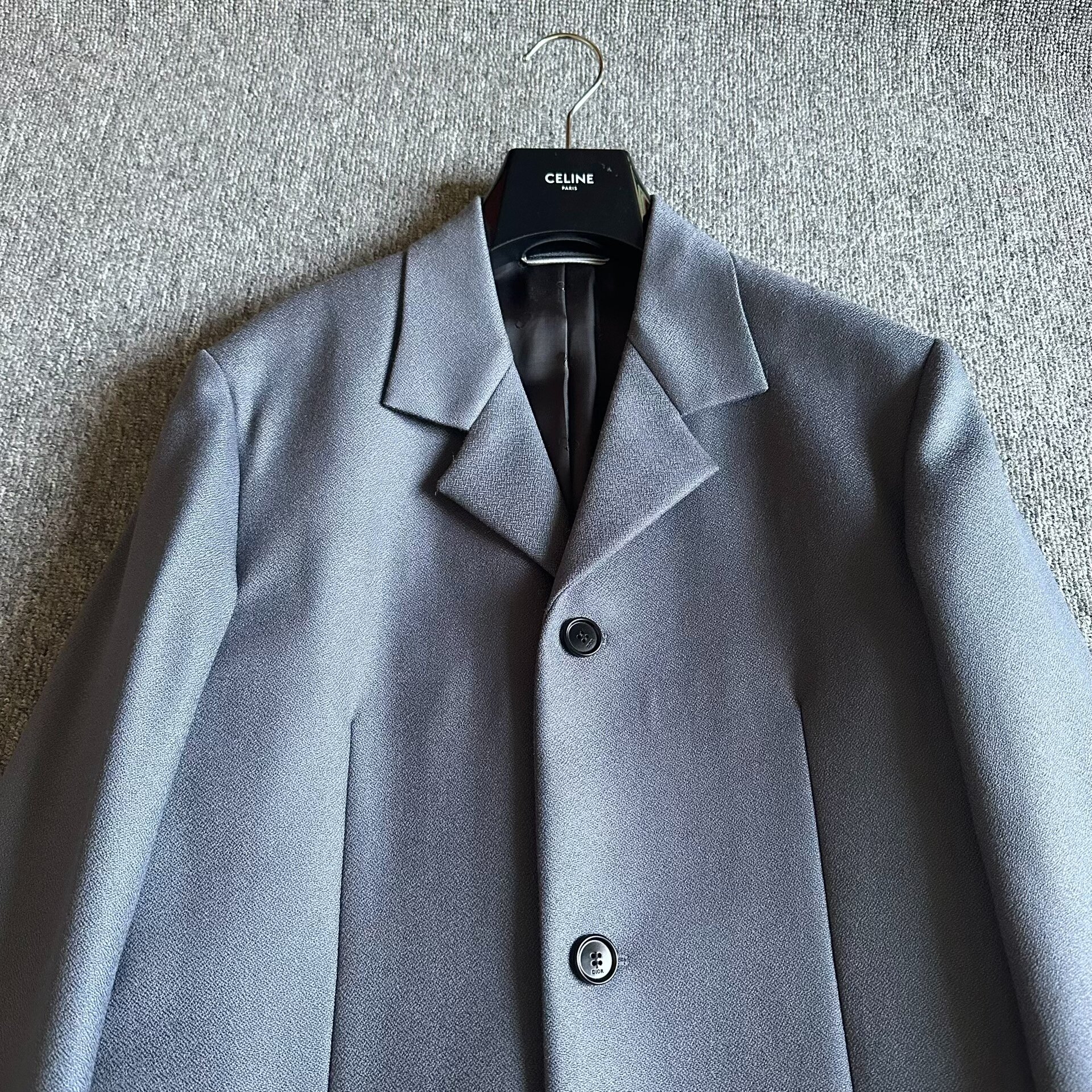 Dior Haze Blue Wool Coat — detail