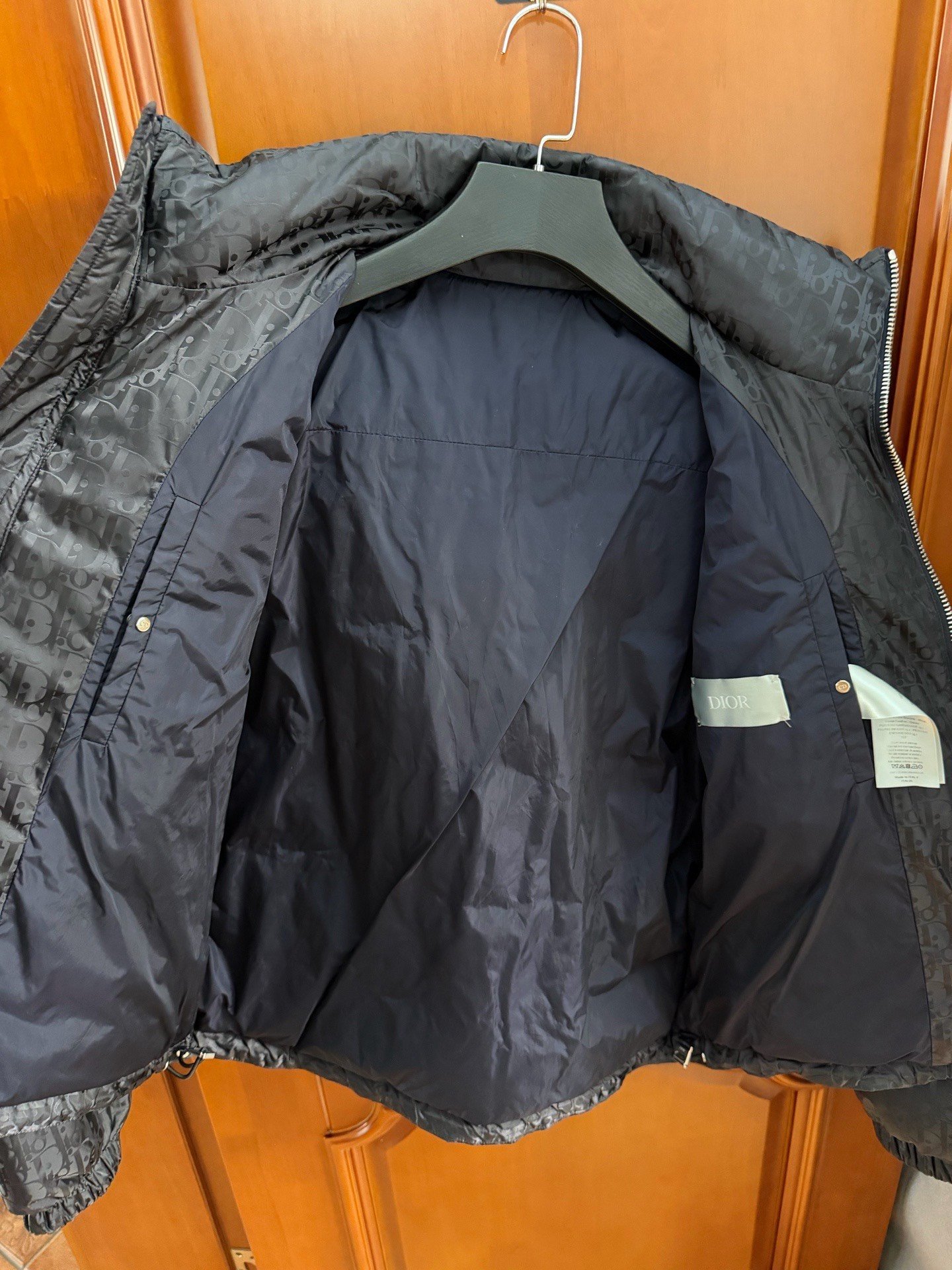 Dior Full Logo Black Down Jacket — label