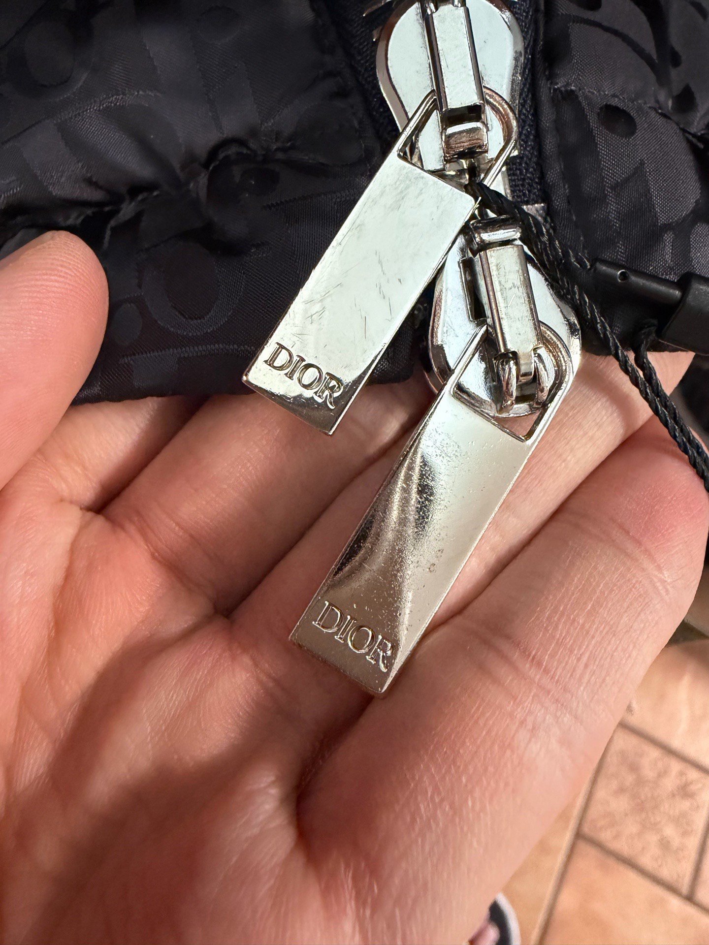 Dior Full Logo Black Down Jacket — detail