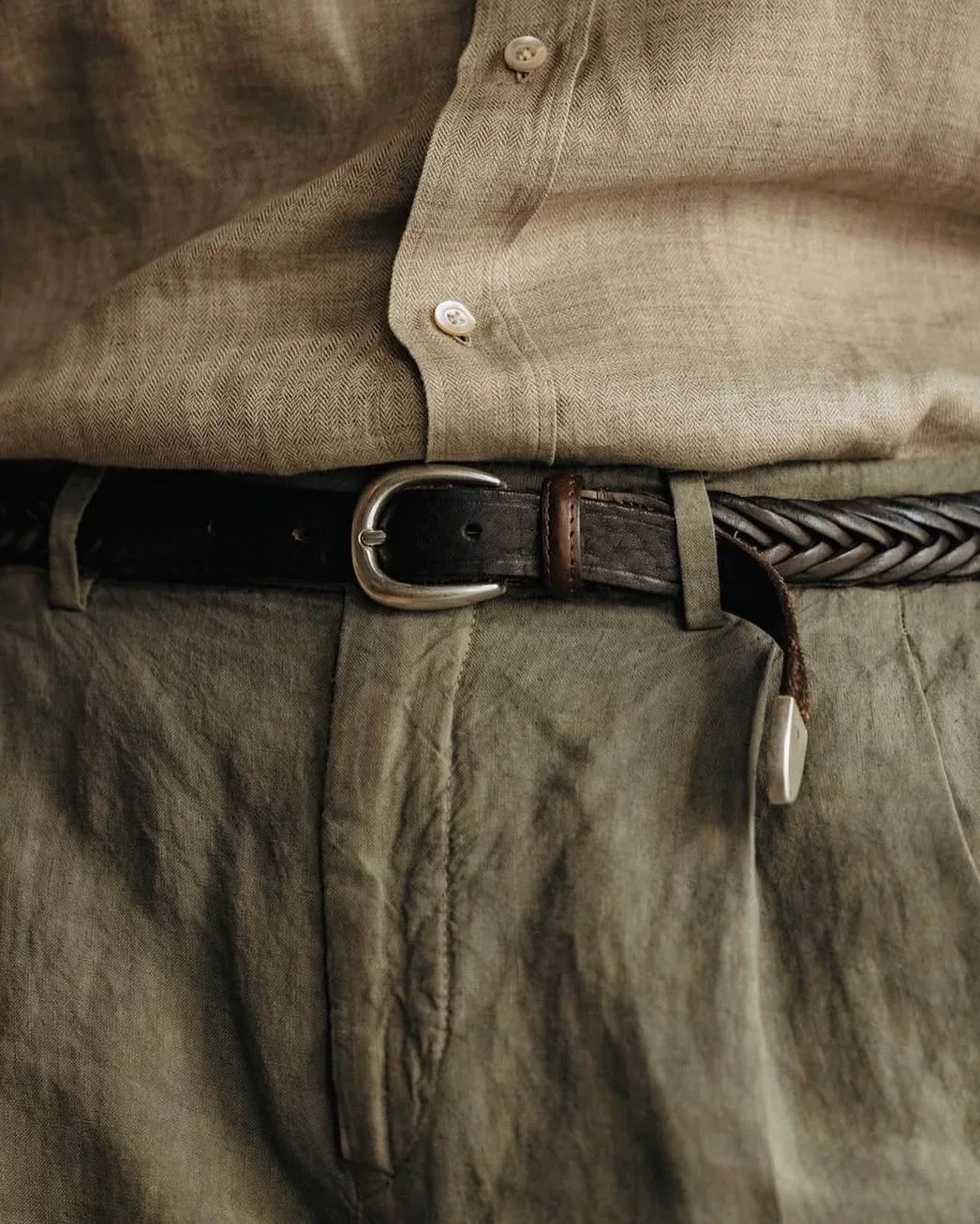 Adriano Meneghetti Hand-Woven Leather Belt — front