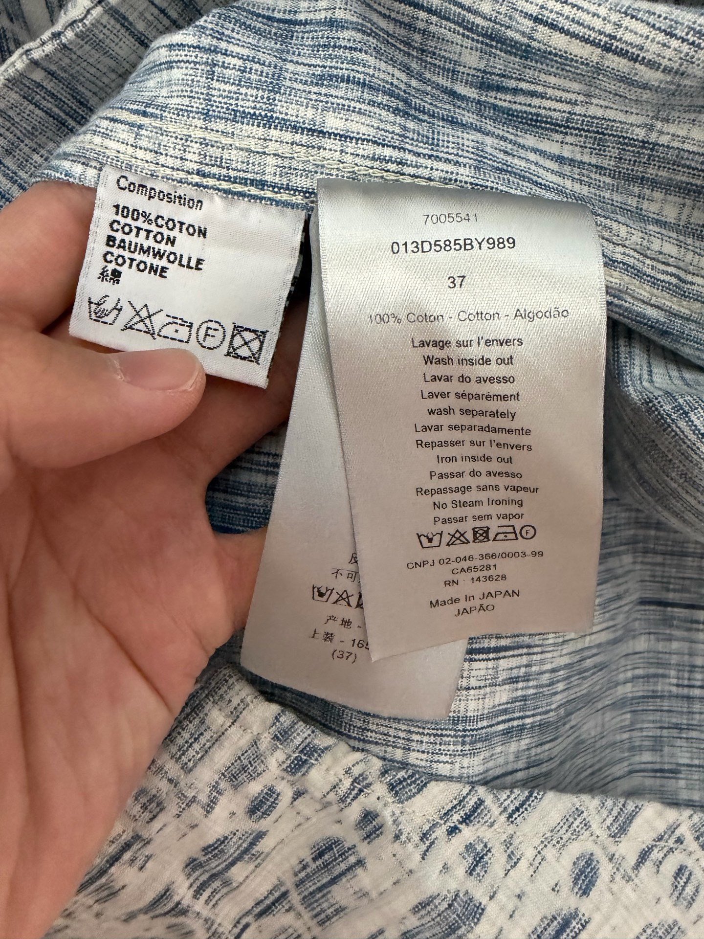 Dior Blue White Logo Long Sleeve Shirt — back