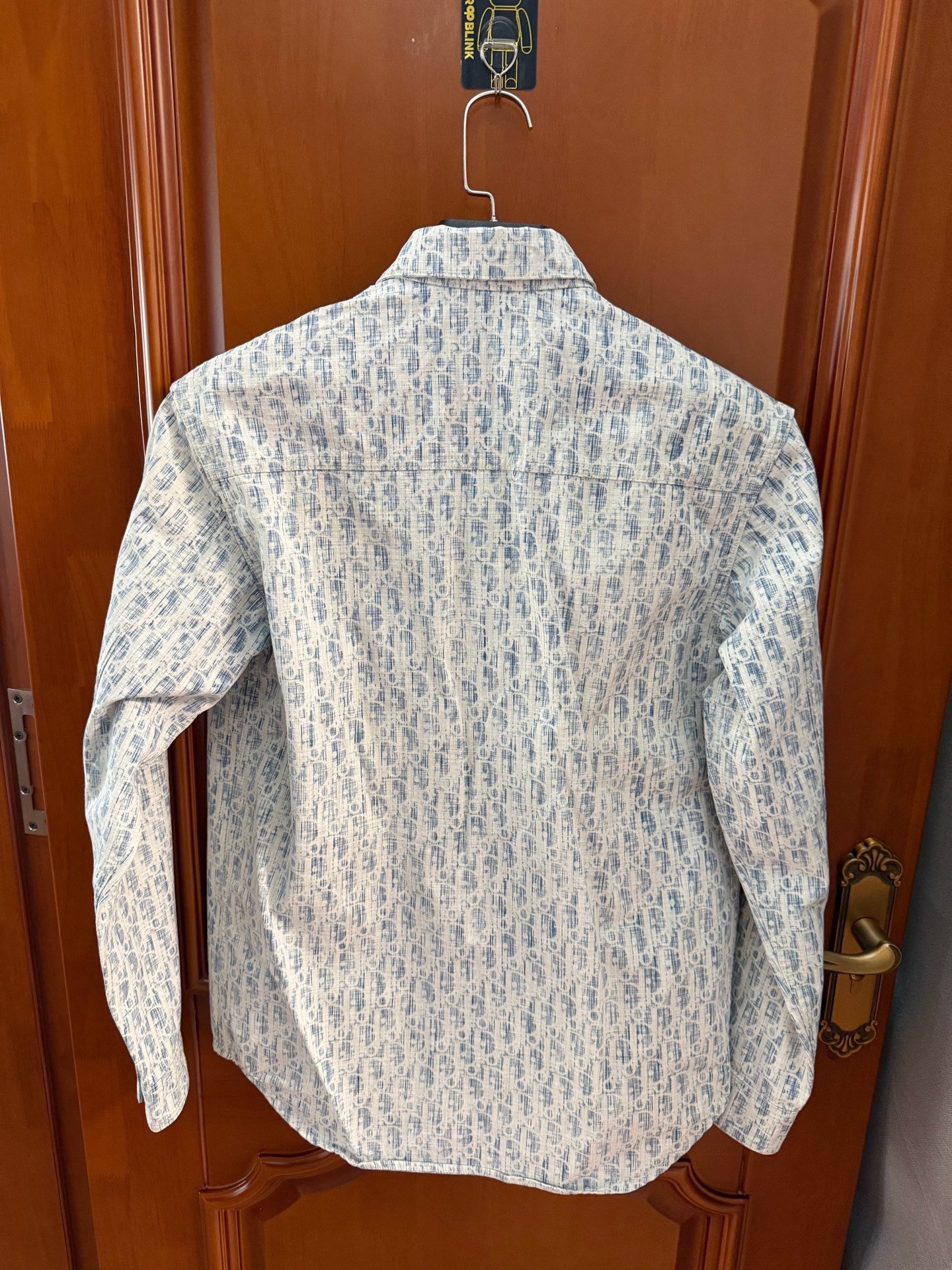 Dior Blue White Logo Long Sleeve Shirt — front
