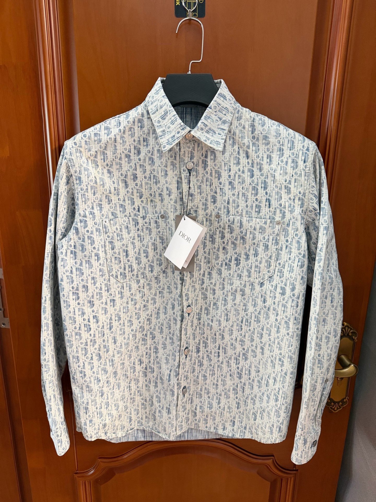 Dior Blue White Logo Long Sleeve Shirt