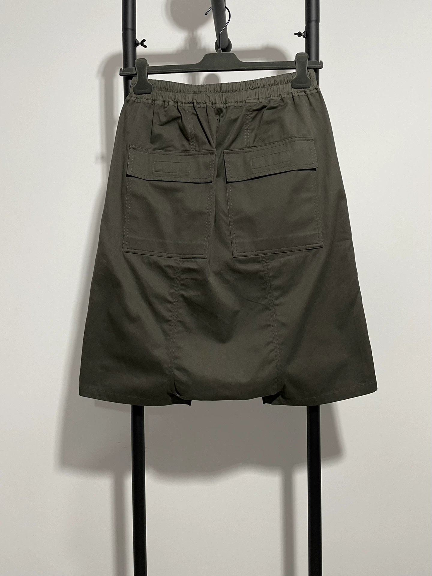 Rick Owens Dark Green Drawstring Shorts — front